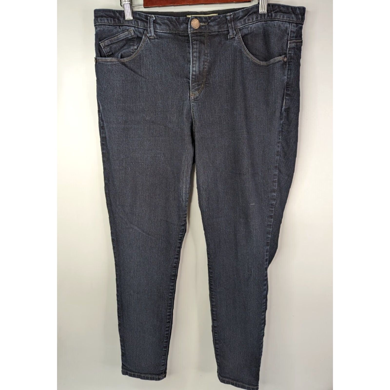 Vintage Democracy Jeans Skinny Dark Wash Size 14 Mid Rise Women's Slim 5-Pocket Denim Blue Size 36" / US 14 / IT 50 - 2 Thumbnail