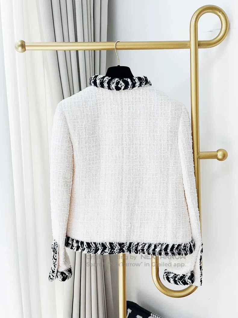 Chanel Chanel 20B white black rolled-edge zipper braided jacket Size XS / US 0-2 / IT 36-38 - 3 Thumbnail