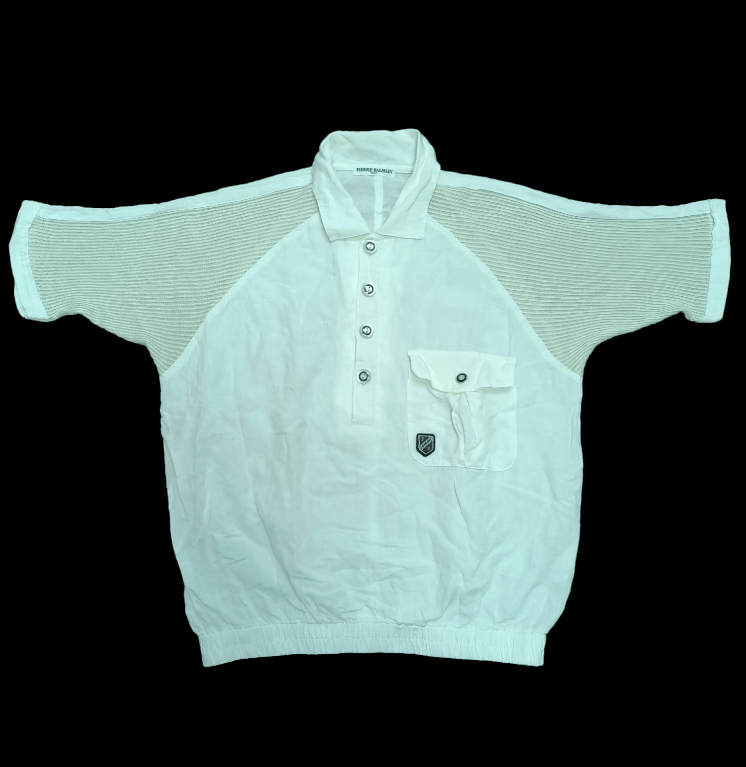 image of Pierre Balmain X Half Button Up X Vintage X in White/Brown, Men's (Size Medium)