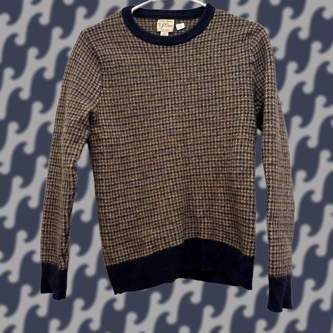 J.Crew J.Crew Sweater Houndstooth Crewneck Brown Navy Blue S Size S / US 4 / IT 40 - 1 Thumbnail