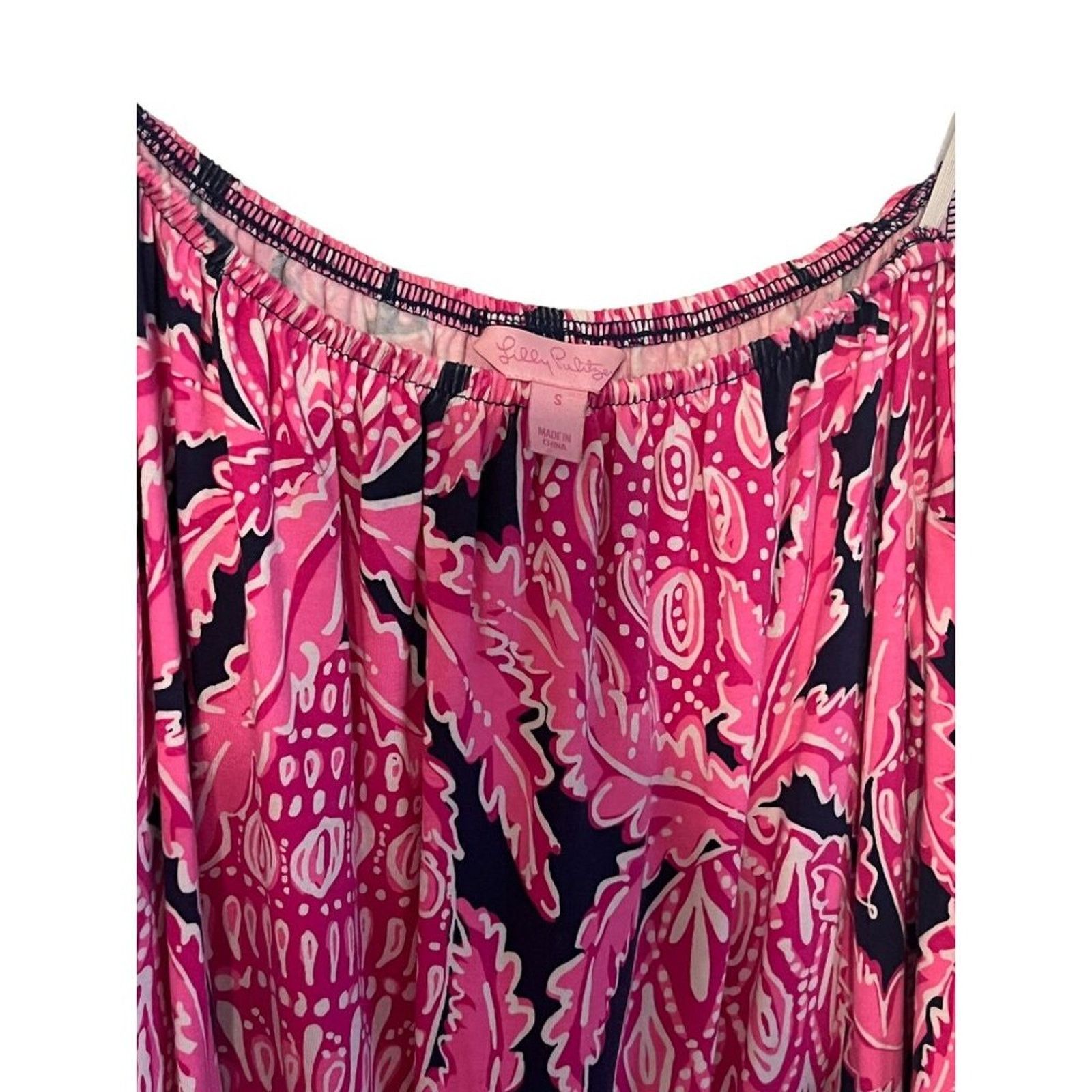 Lilly Pulitzer Lilly Pulitzer Lana Off-The-Shoulder Romper Coco Safari Size 26" / US 2 / IT 38 - 4 Thumbnail