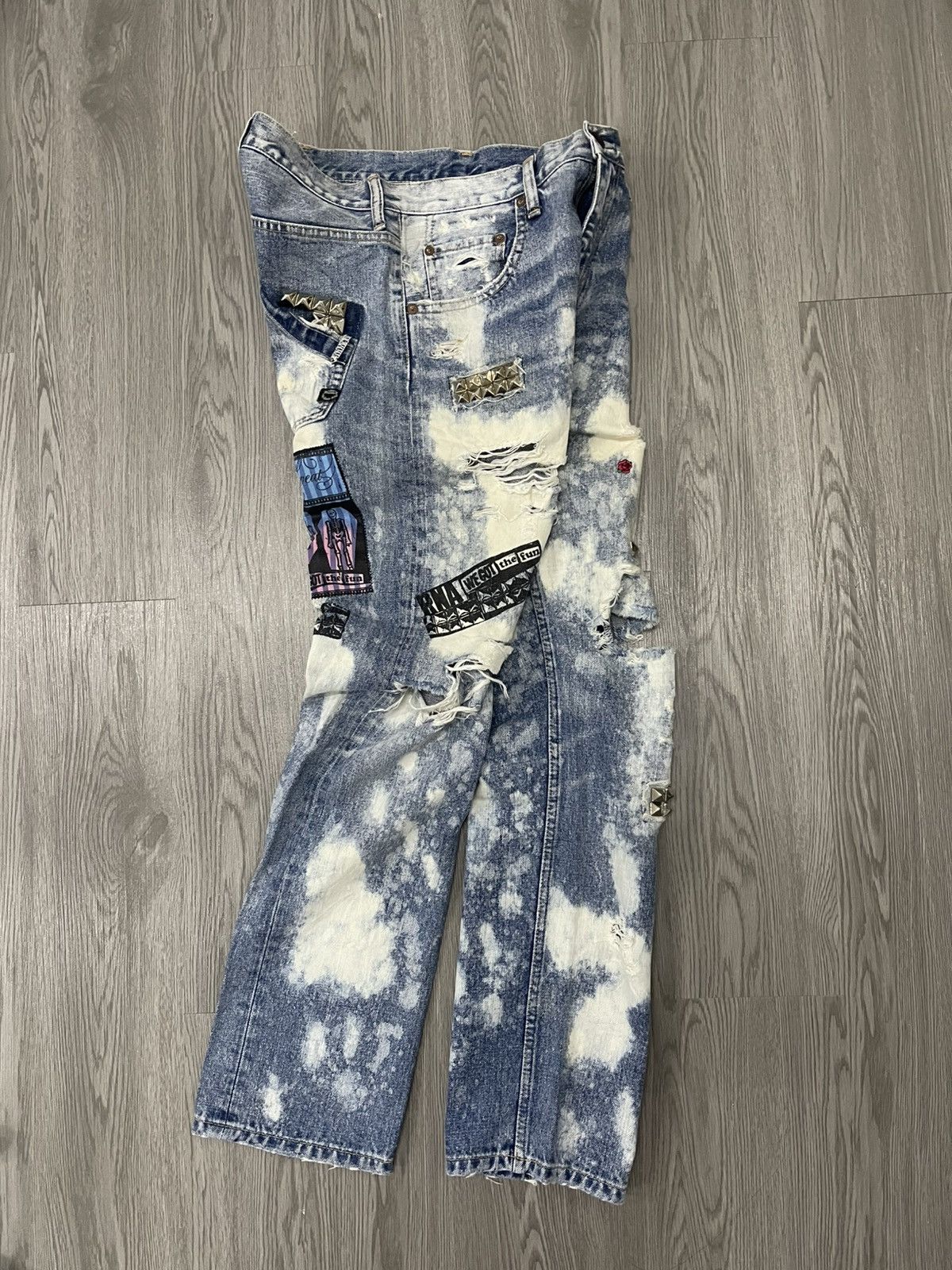 Japanese Brand RNA studded Rip distressed denim Size US 30 / EU 46 - 1 Thumbnail
