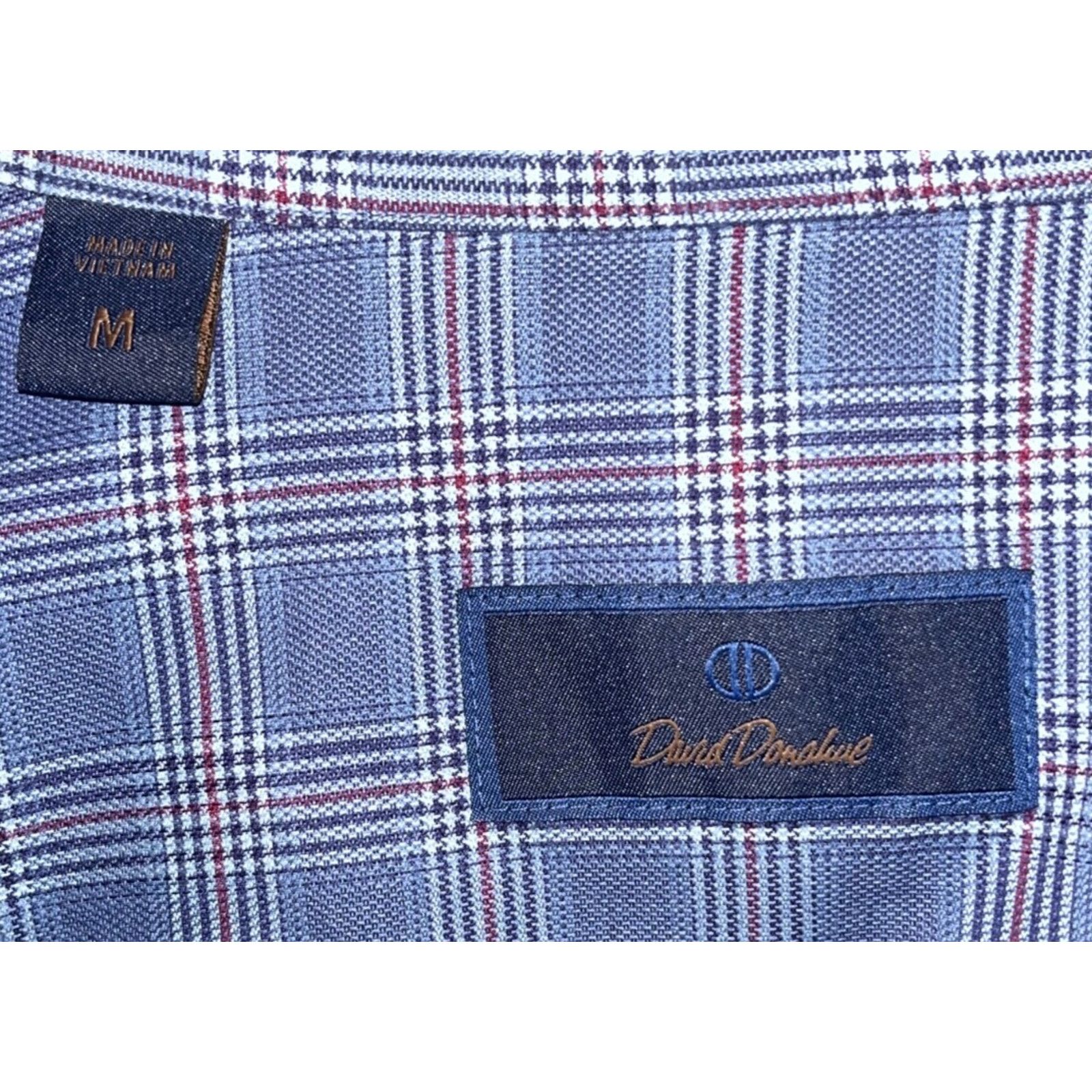 David Donahue David Donahue Dobby Fine Check Dress Shirt Navy Blue Men's M Size US M / EU 48-50 / 2 - 4 Thumbnail