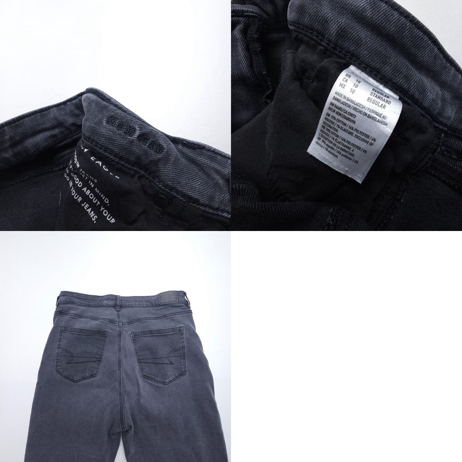 American Eagle Outfitters VINTAGE American Eagle Mom Jeans Womens 10 Black Stretch Denim High Rise EUC Size 27" / US 4 / IT 40 - 8 Thumbnail