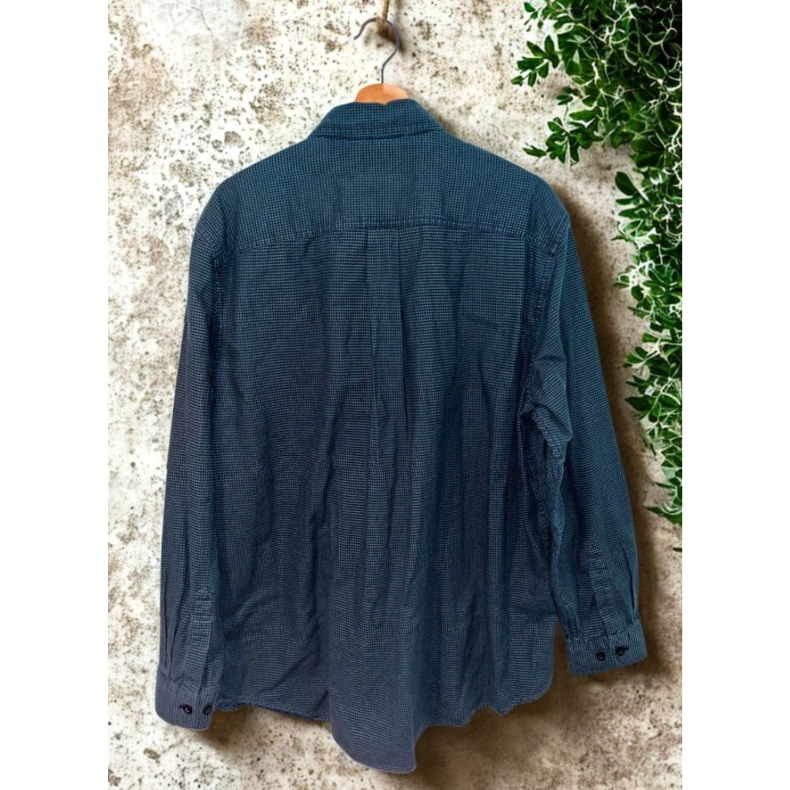 Vintage LL Bean Large Blue Green Houndstooth Button Down Shirt Traditional Fit Cotton Size US L / EU 52-54 / 3 - 3 Thumbnail