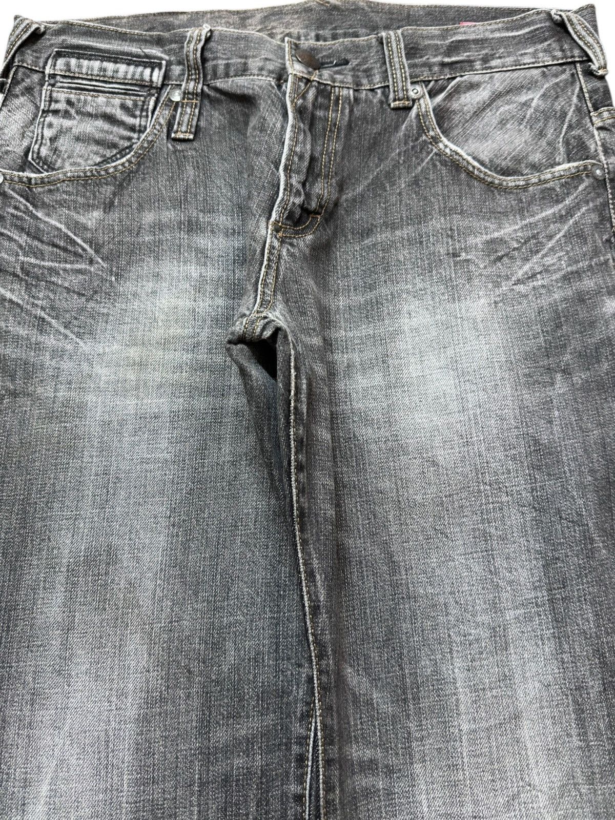 Hysteric Glamour Vintage UJ jeans Baggy Grunge Whiskers Hidden Pocket Denim Size US 35 - 2 Thumbnail