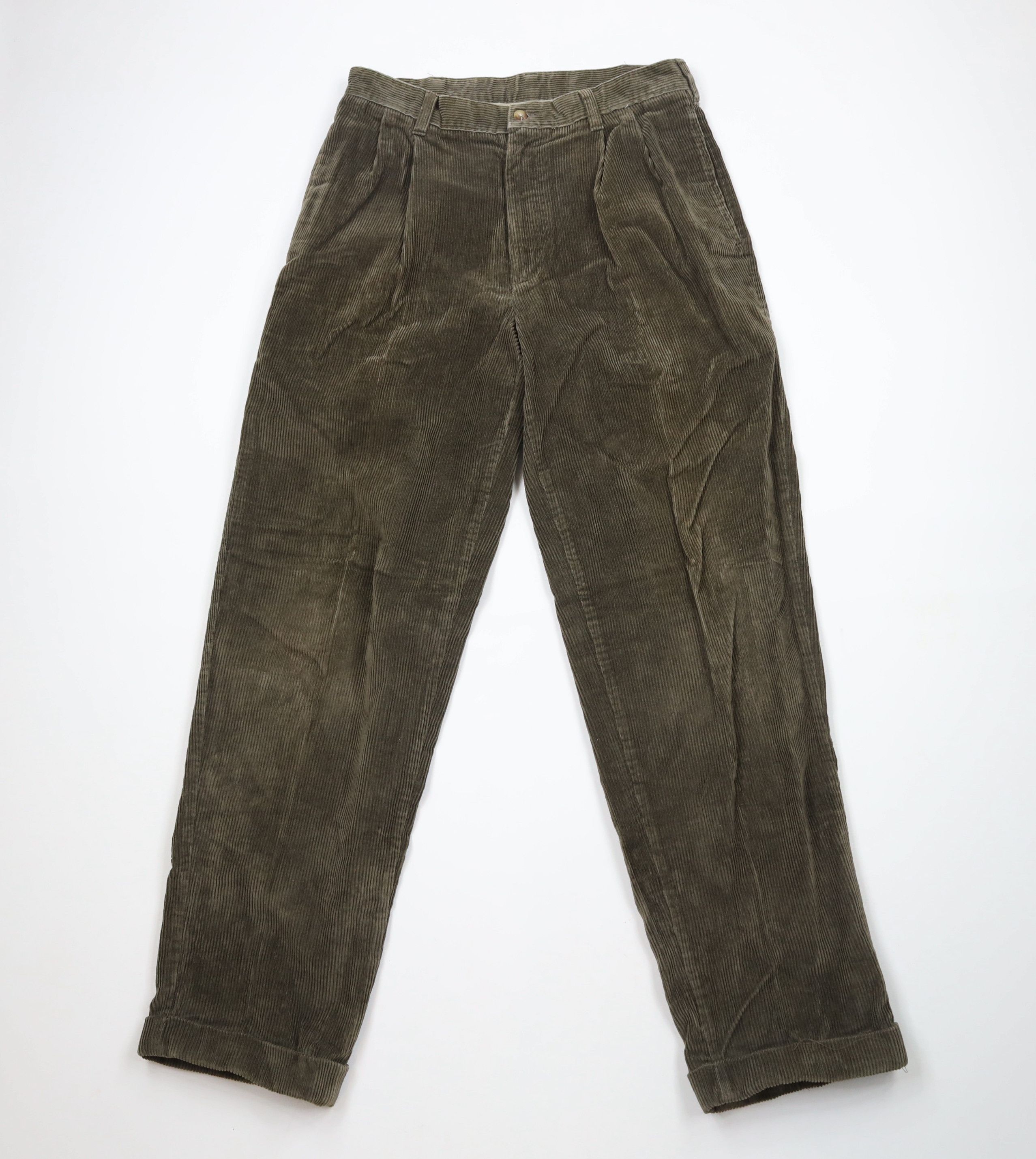 Vintage Vintage 90s Streetwear Pleated Cuffed Corduroy Chino Pants Size US 30 / EU 46 - 1 Thumbnail