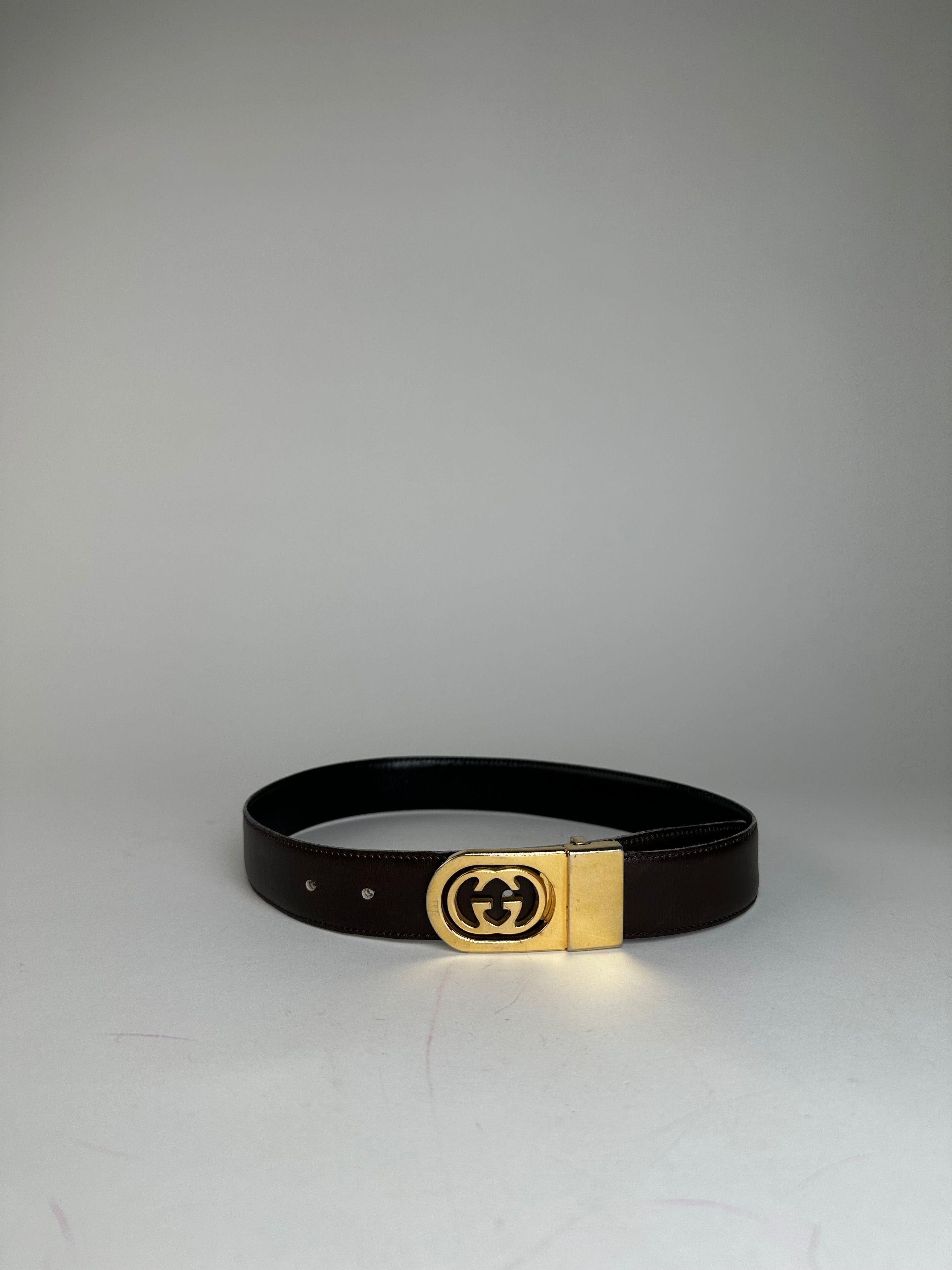 Gucci Vintage GG Leather Belt Brown Size ONE SIZE - 1 Thumbnail