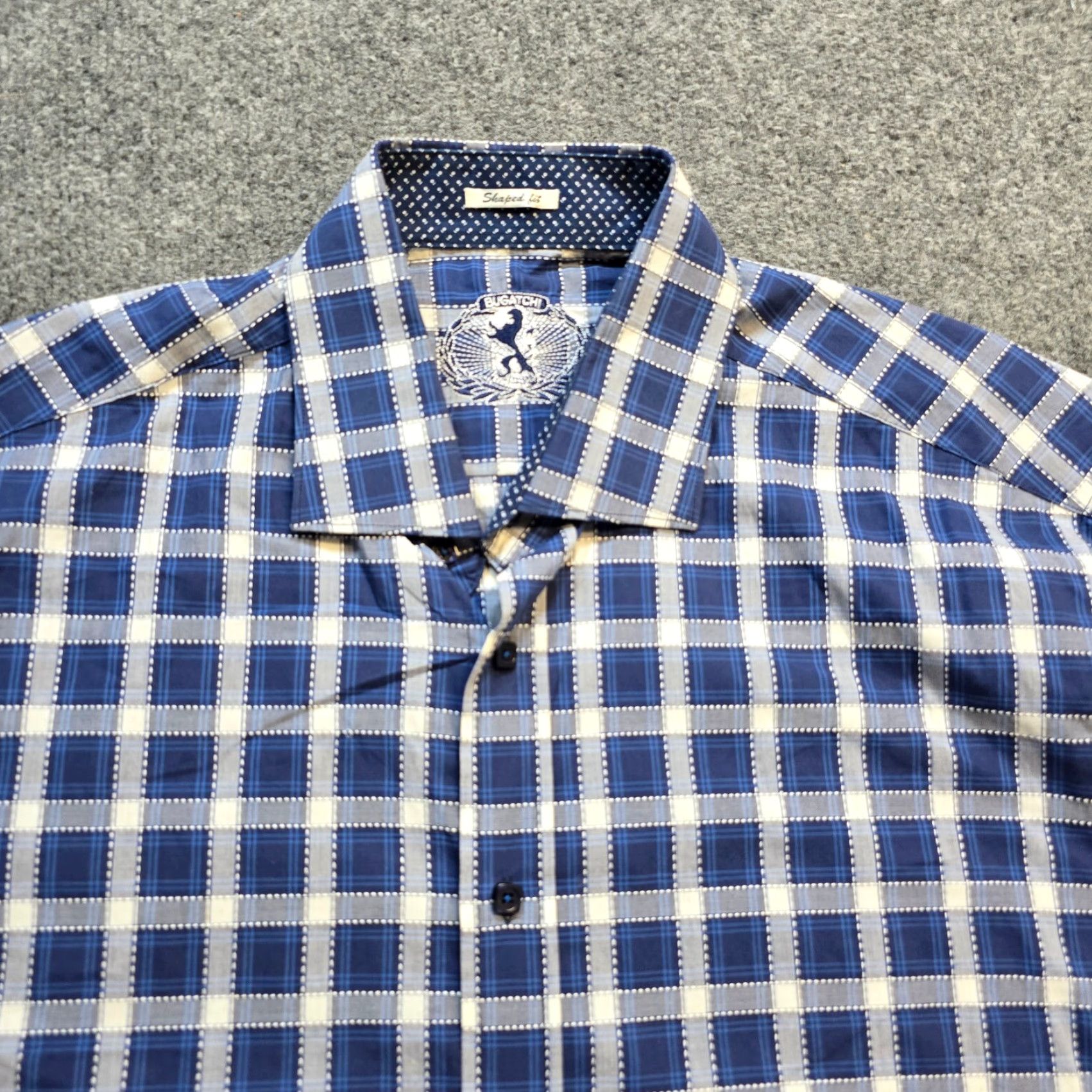 BUGATCHI Bugatchi Uomo Shirt Mens 2XL Tall Blue Plaid Button Long Sleeve Casual Business Shirt Size US XXL / EU 58 / 5 - 2 Thumbnail