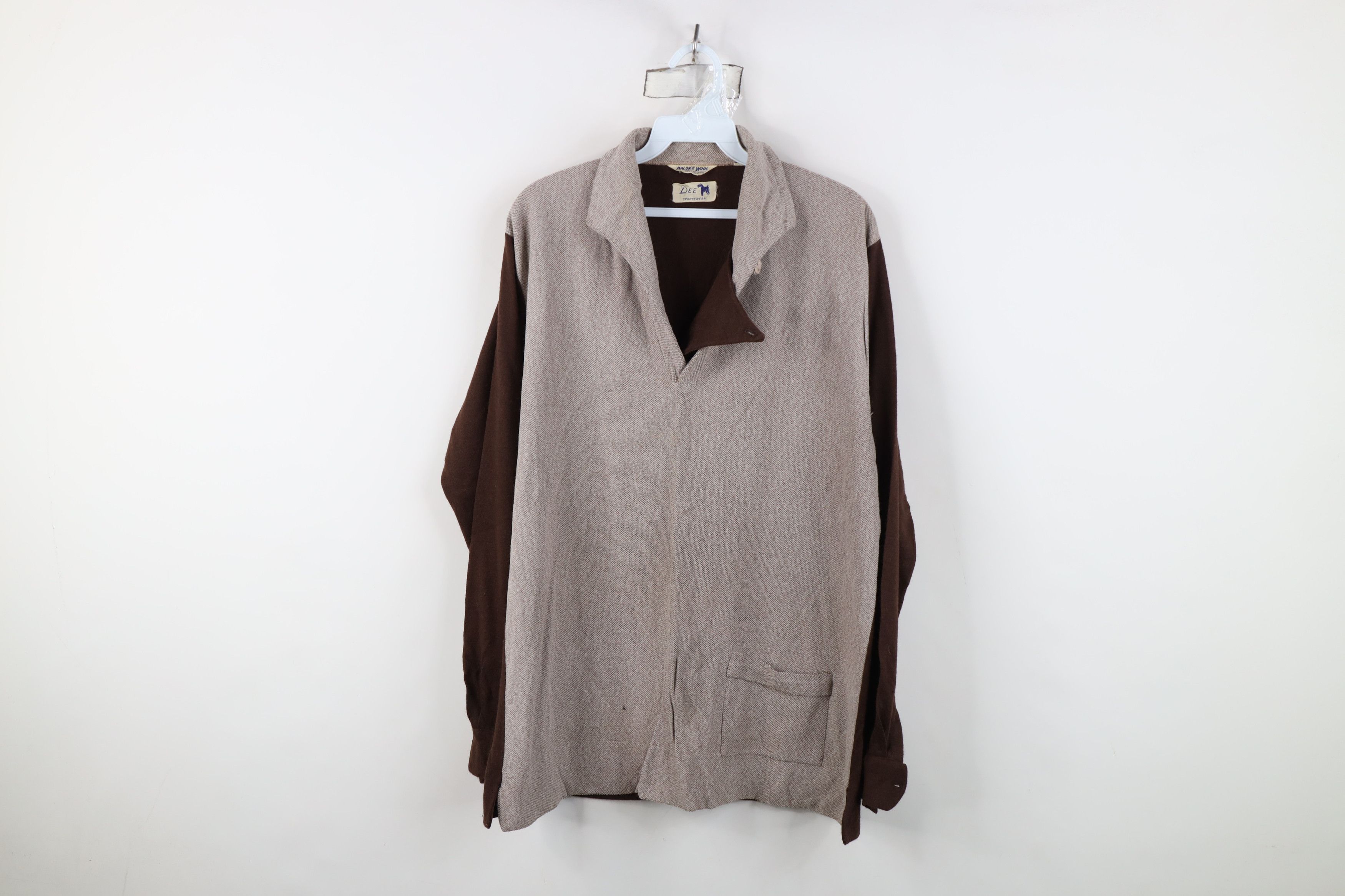 Vintage Vintage 50s 60s Streetwear Looped Collar Knit Polo Brown USA Size US L / EU 52-54 / 3 - 1 Thumbnail