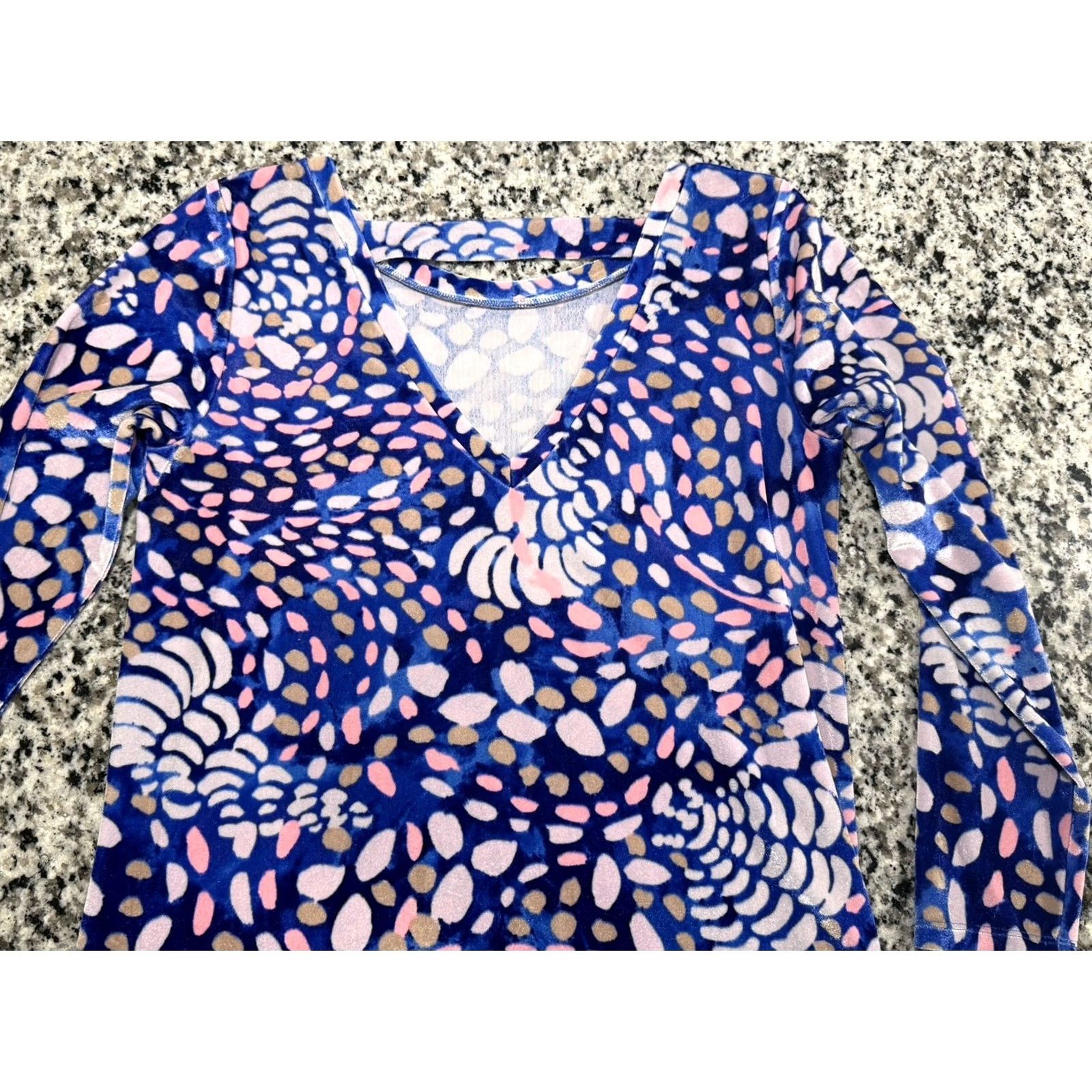 Lilly Pulitzer VINTAGE Lilly Pulitzer Velour Olive Dress Beckon Blue Sparkling Grotto Sz Medium EUC Size M / US 6-8 / IT 42-44 - 5 Thumbnail