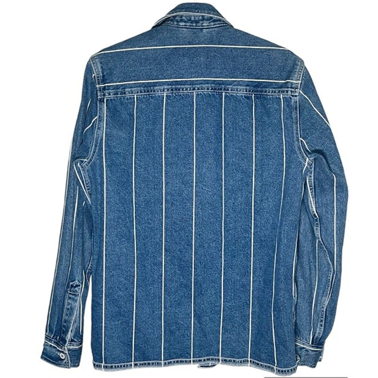 Zara Zara Denim Striped Shirt Blue Relaxed Fit Womens Size S USED Size S / US 4 / IT 40 - 2 Thumbnail
