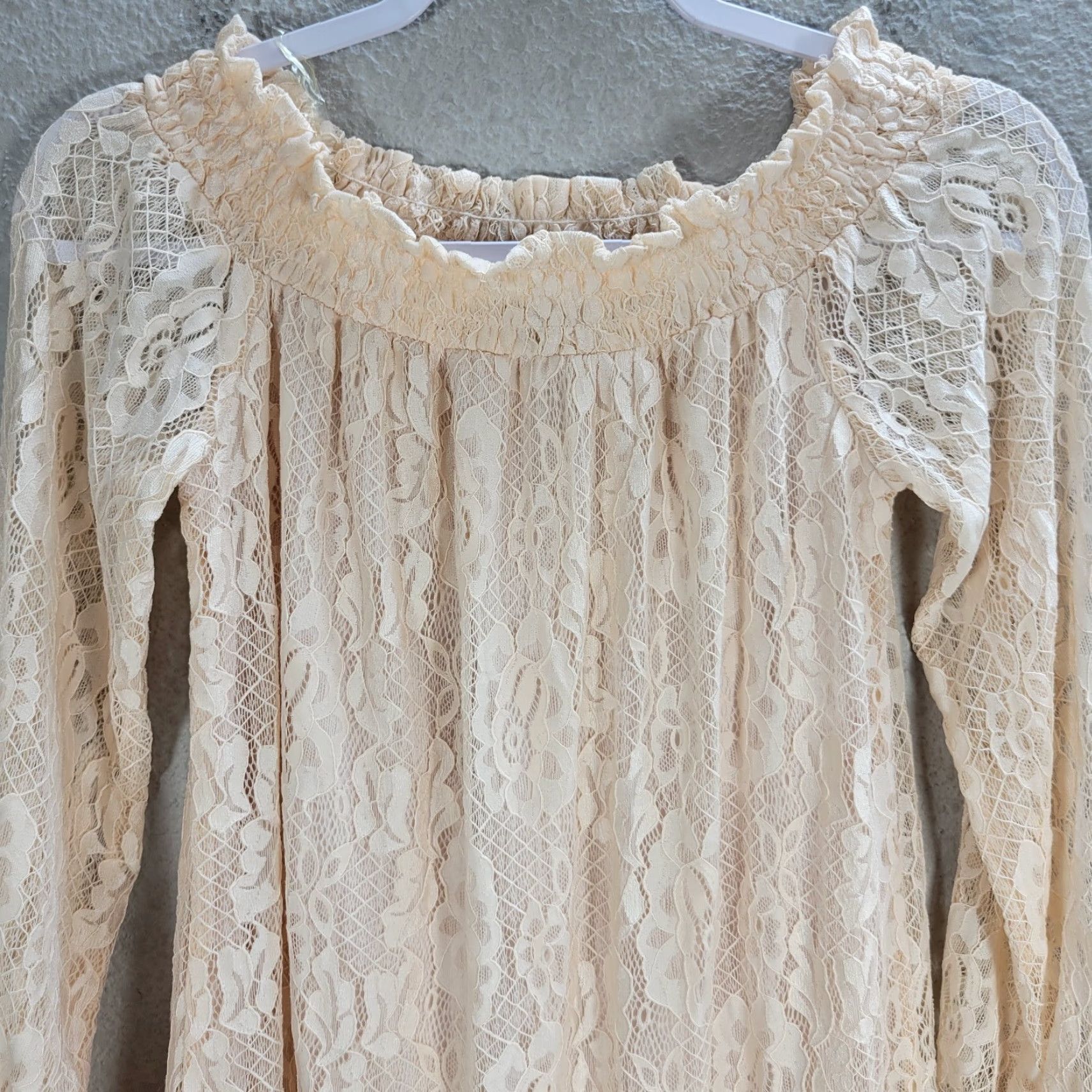 Vintage Jodi Kristopher Blouse Tunic Lace Peach Boat Neck 3/4 Sleeve Tie S NWT Womens Size S / US 4 / IT 40 - 4 Thumbnail