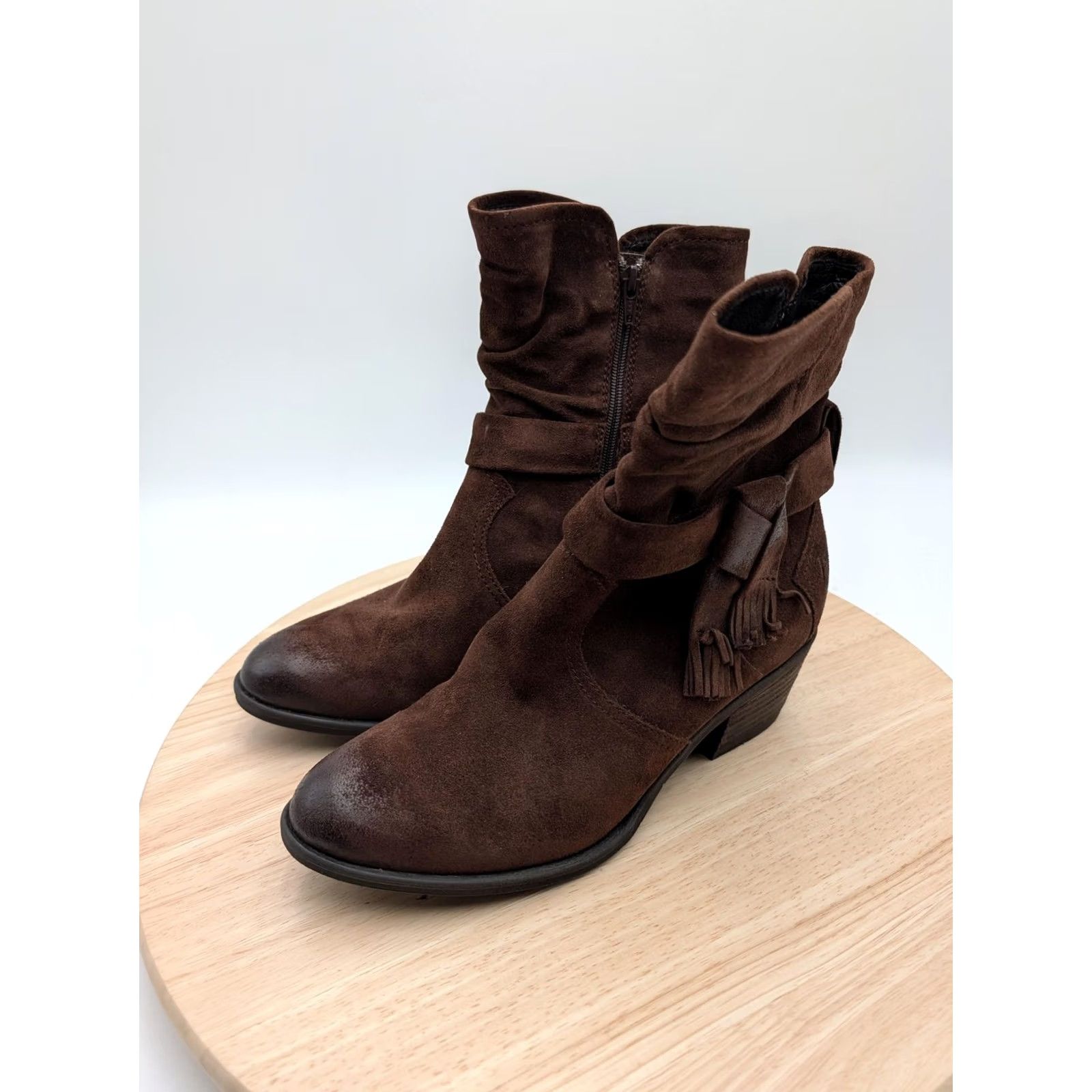 Vintage Josef Seibel Boots Womens 6.5 Brown Suede Tassel Ankle Faux Fur Daphne 05 Boots Womens Brown Suede Tassel Ankle Faux Fur Daphne 05 Size US 7 / IT 37 - 3 Thumbnail