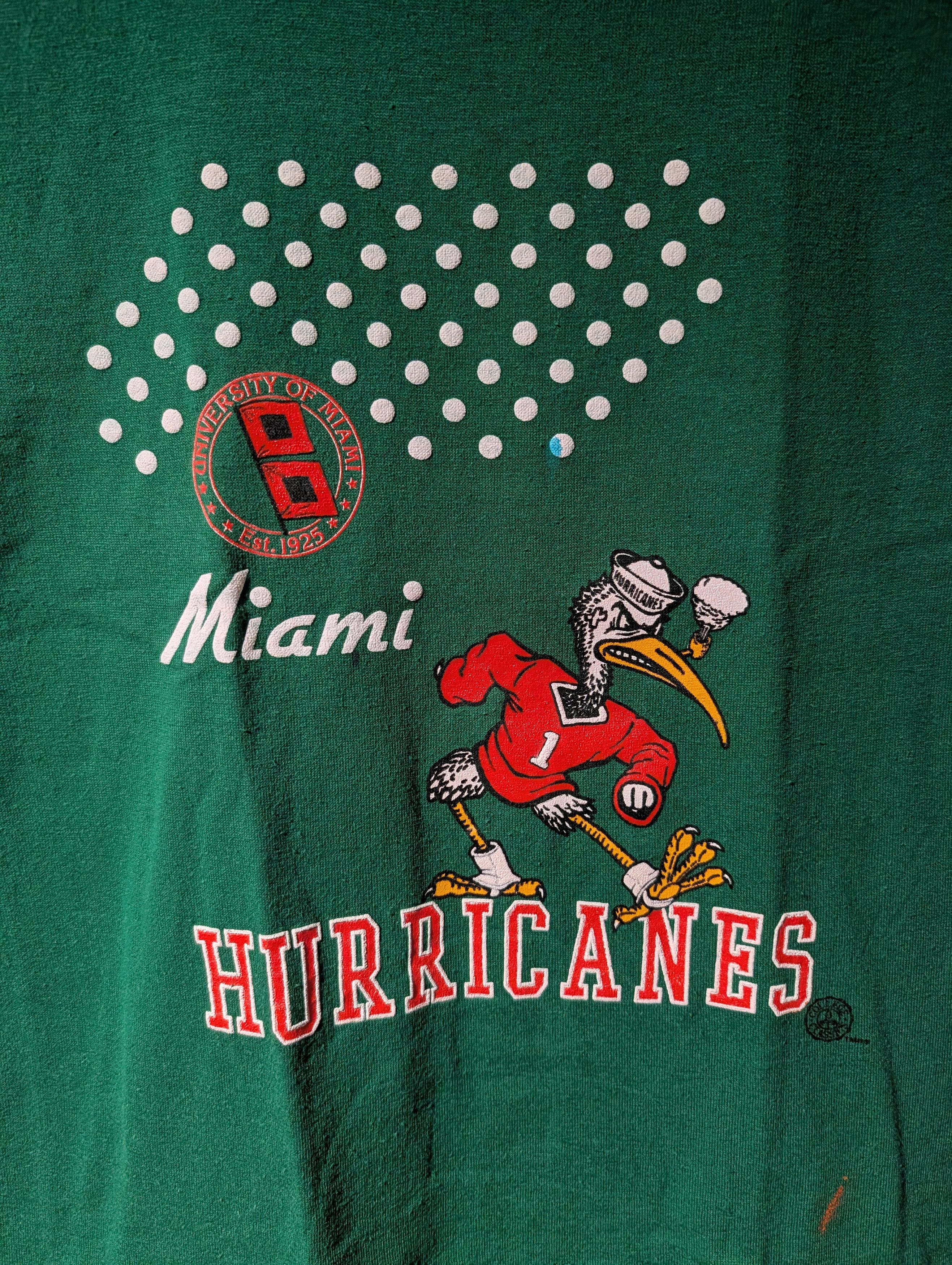 NCAA Vintage 90s University of Miami Hurricanes T Shirt Youth Med Size US M / EU 48-50 / 2 - 2 Thumbnail