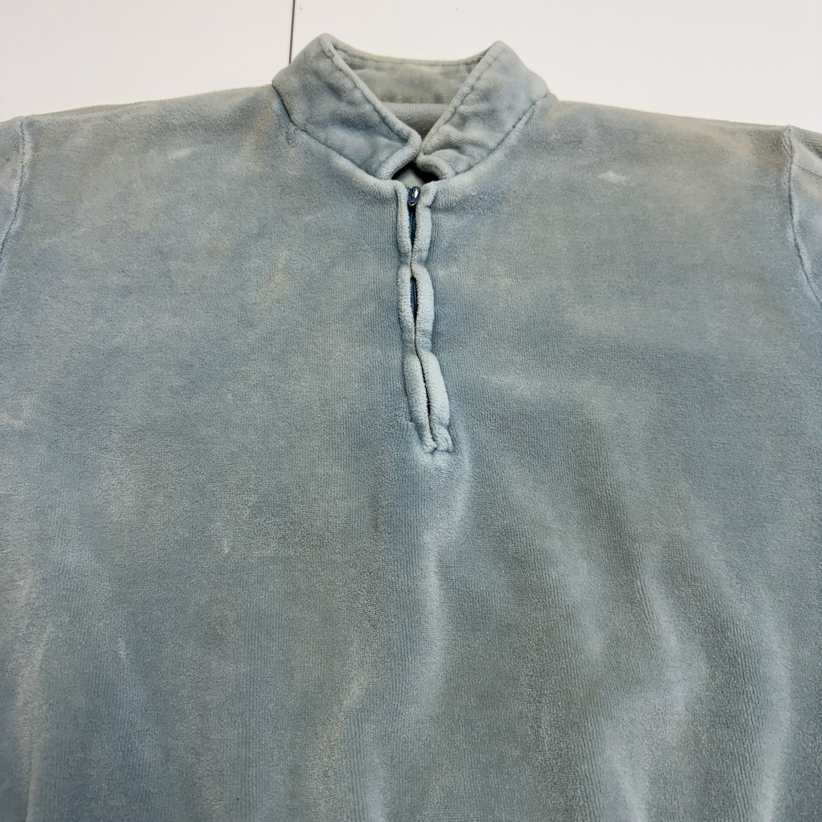 Vintage Vintage Velour Sweatshirt 1980s Short Sleeve 1/4 Zip Size M / US 6-8 / IT 42-44 - 5 Thumbnail
