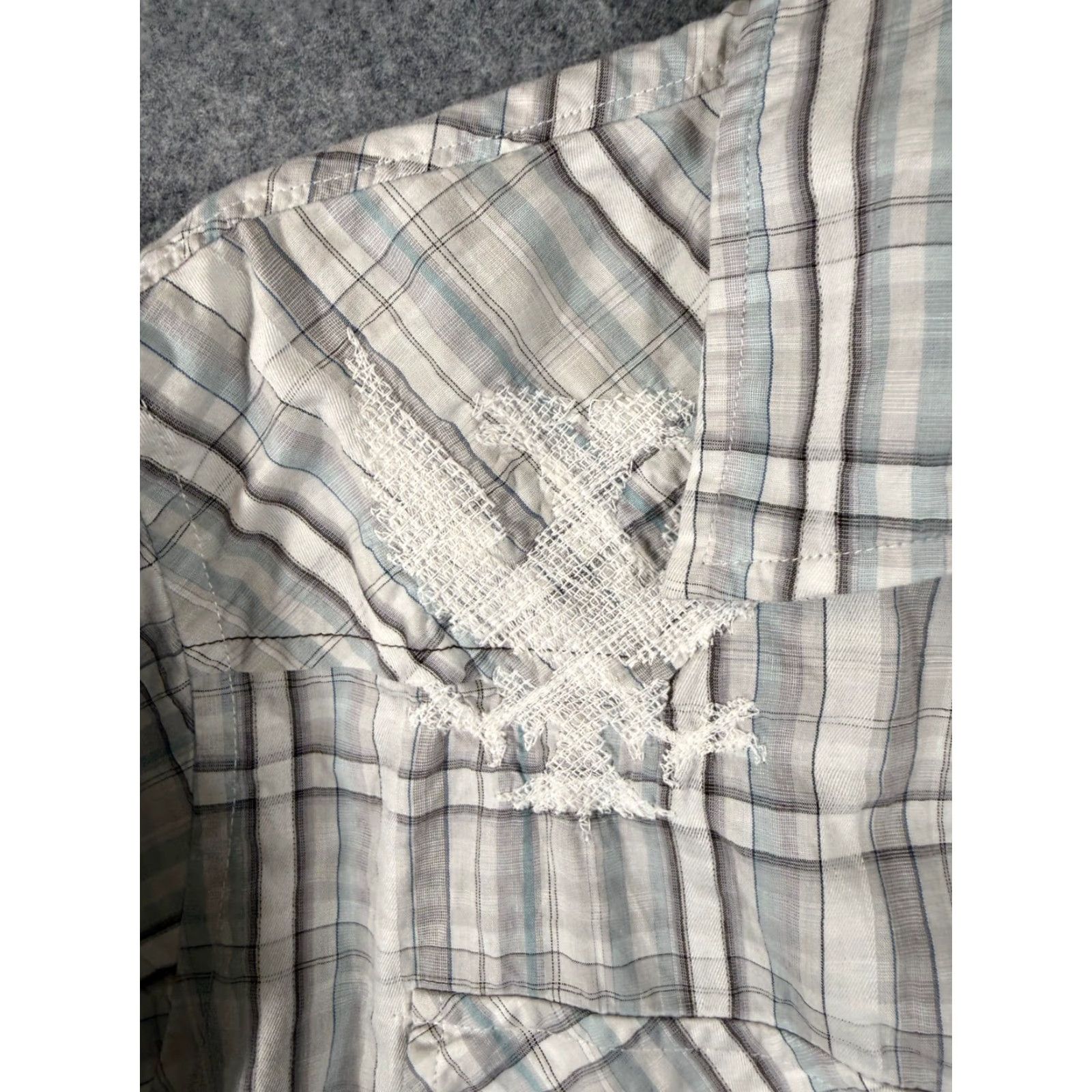 Guess Guess Western Shirt Mens M Gray Plaid Embroidered Snap Front Long Sleeve Cowboy Flap Pockets Size US M / EU 48-50 / 2 - 6 Thumbnail