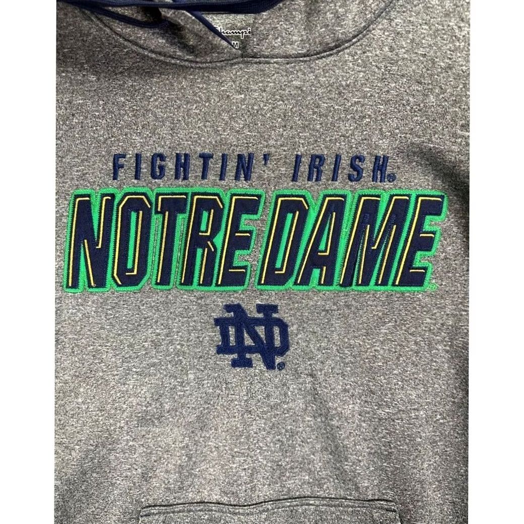 Champion Notre Dame Fighting Irish Hoodie Sweatshirt Mens Medium Grey Drawstring Champion Size US M / EU 48-50 / 2 - 6 Thumbnail
