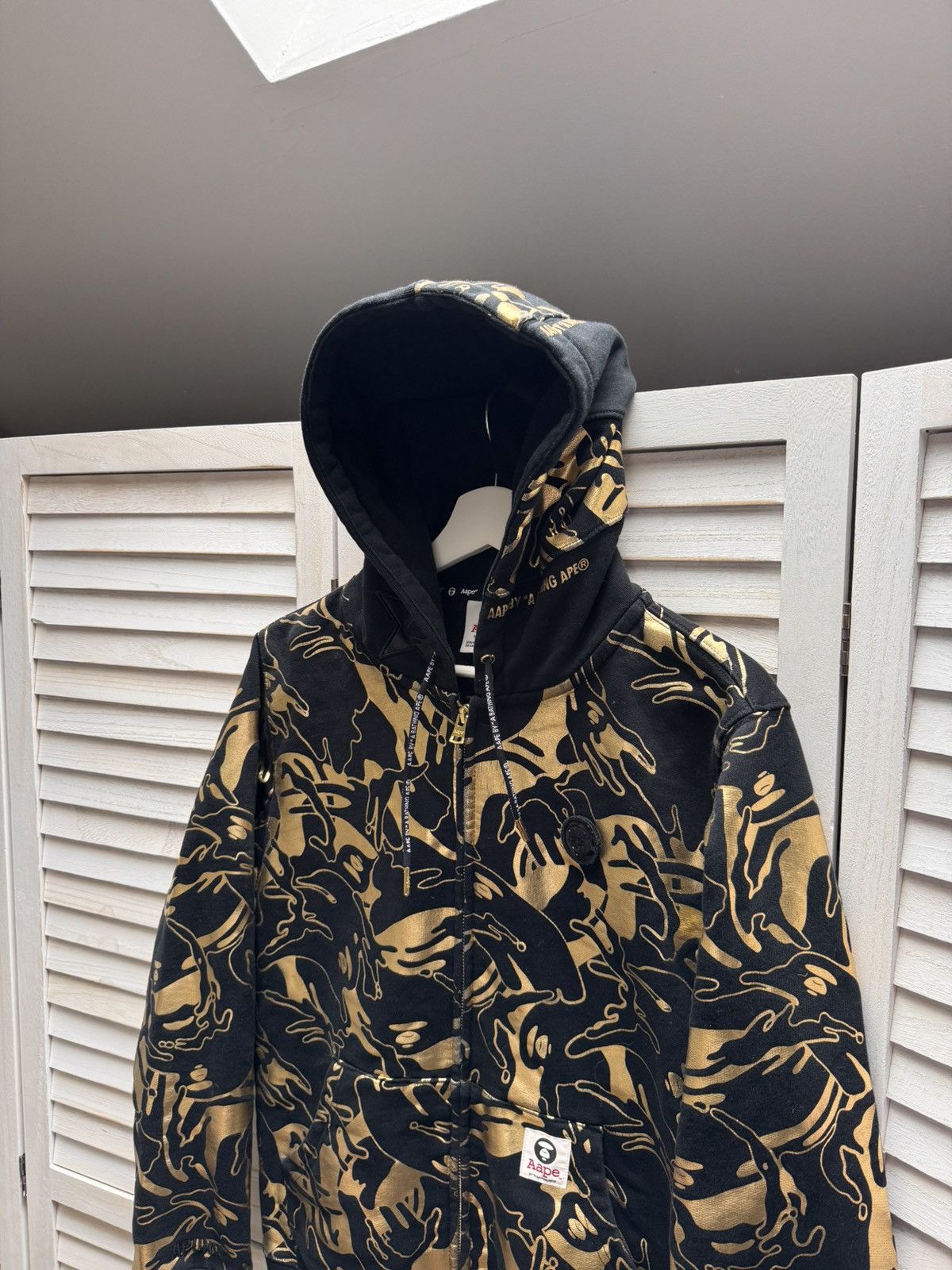 Men’s Casual AAPE Hoodie Black Gold