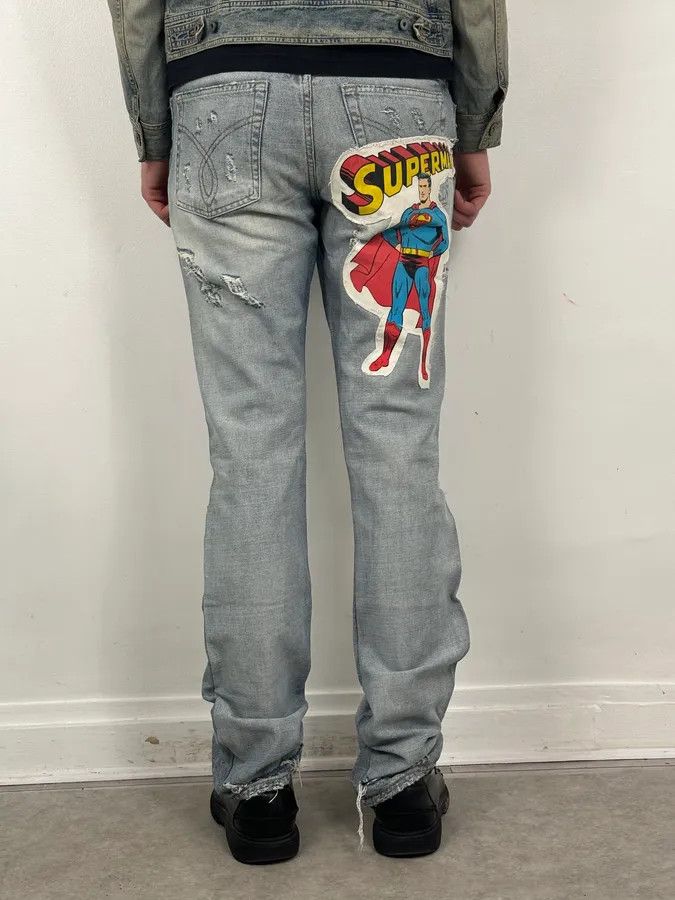 Dolce & Gabbana SS2005 Dolce & Gabbana Light Blue Denim Distressed Superman Jeans Size US 32 / EU 48 - 6 Thumbnail
