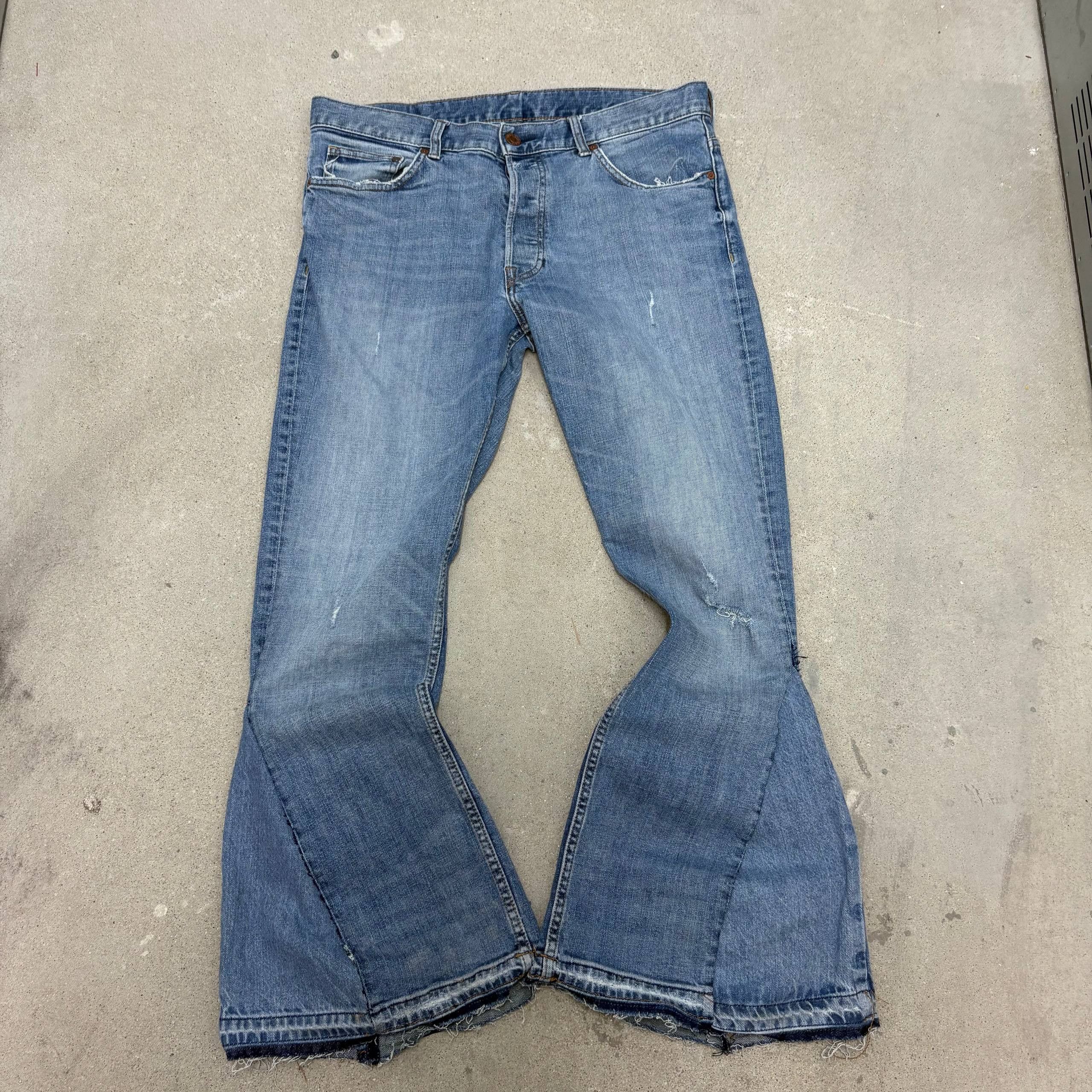 Japanese Brand rare flared blue handmade streetwear jeans Size US 31 - 5 Thumbnail