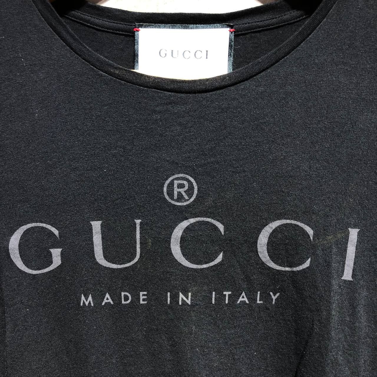 Gucci Logo Made in Italy Black on Black tee