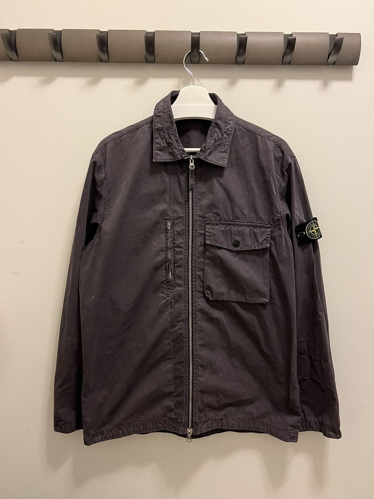 image of Stone Island Cotton Overshirt - Grey Size Xl, Men's