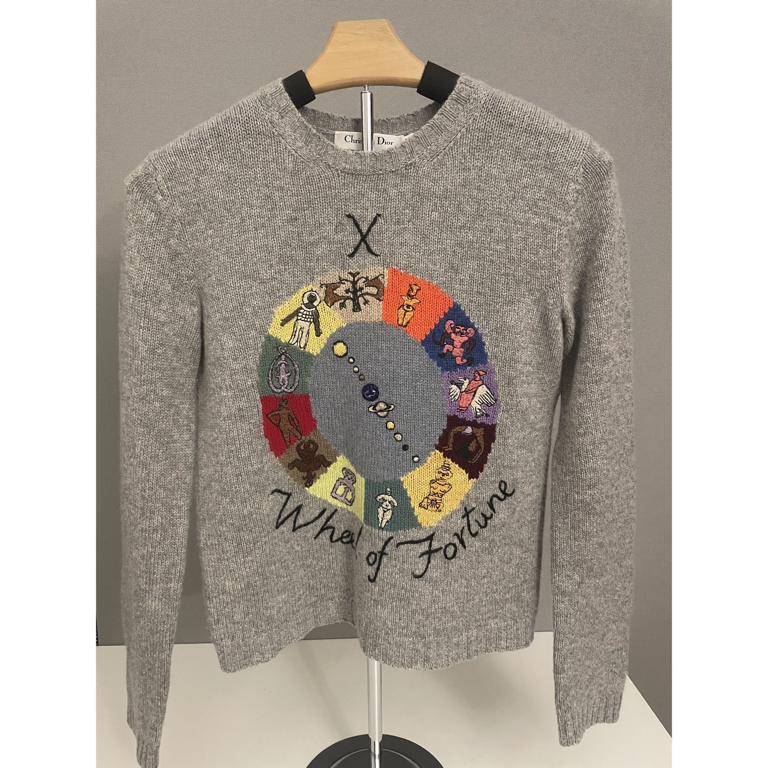 Dior Christian Dior Gray Wool Sweater With Wheel Of Fortune Embro Size XS / US 0-2 / IT 36-38 - 2 Thumbnail