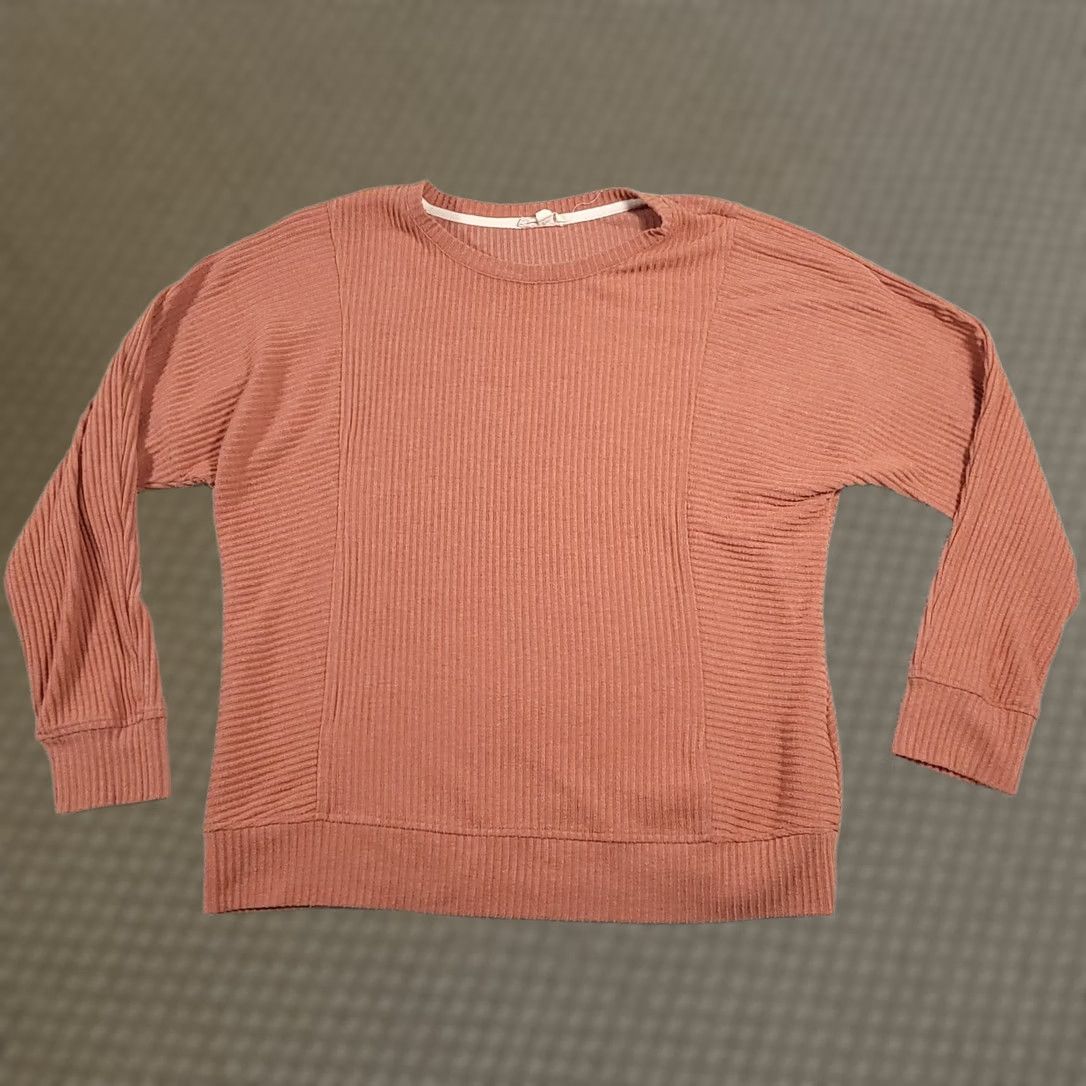 Vintage Rose and Delaney Sweater Womens Medium Orange Ribbed Pullover Crewneck Soft Cozy Size M / US 6-8 / IT 42-44 - 1 Thumbnail
