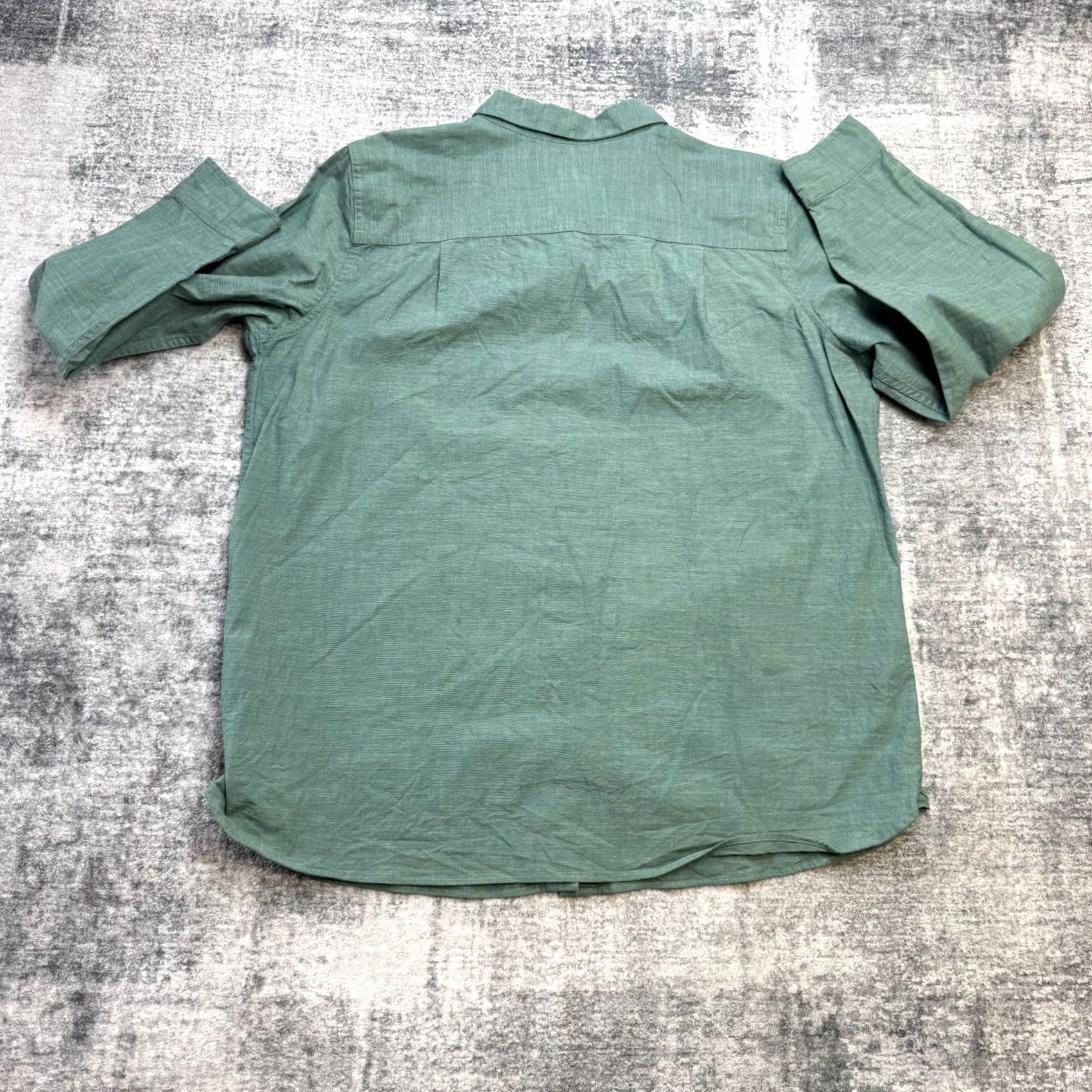 Vintage L.L. Bean Button-Up Shirt Womens XL Green Chambray Cotton Stretch Roll Tab Sleeve Fall Spring Summer Winter Regular Fit Size XL / US 12-14 / IT 48-50 - 7 Thumbnail