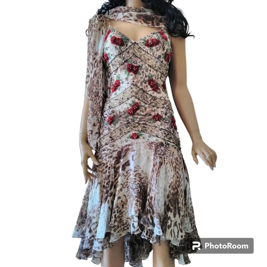 Other Leopard beaded slip dress sz M Spaghetti straps Size S / US 4 / IT 40 - 2 Thumbnail