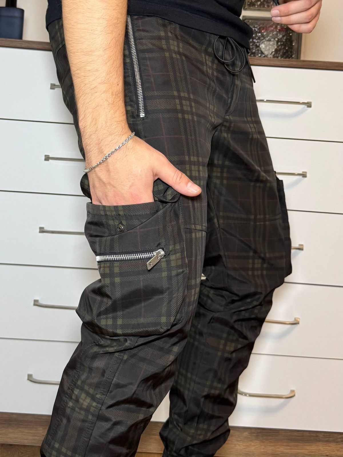 Represent Clo. Men’s Represent Cargo Pants Green/Black Streetwear y2k Size US 30 / EU 46 - 2 Thumbnail