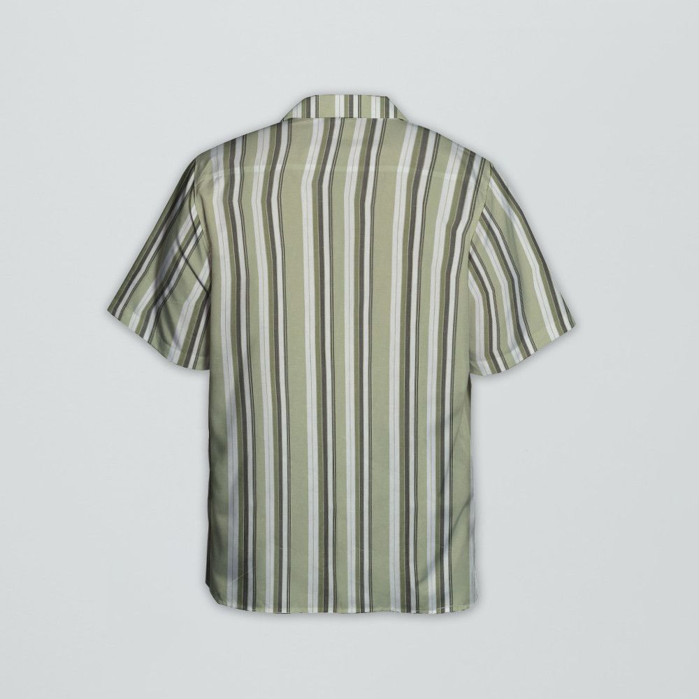 Designer Striped Cotton Shirt – Pale Green/White Size US M / EU 48-50 / 2 - 3 Thumbnail