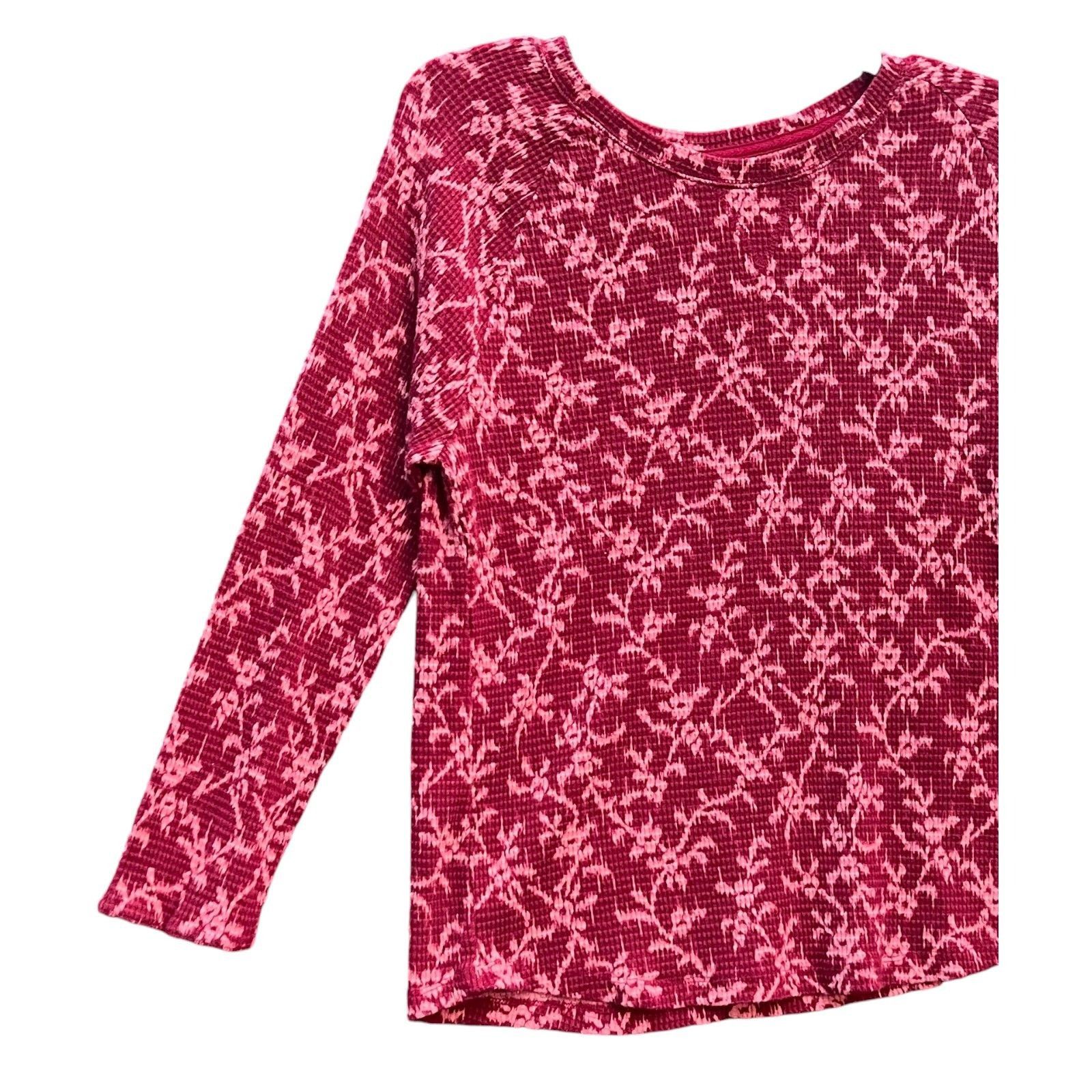 Other Knox Rose - Women's Long Sleeve Thermal Top - Burgundy - Lar Size L / US 10 / IT 46 - 14 Thumbnail