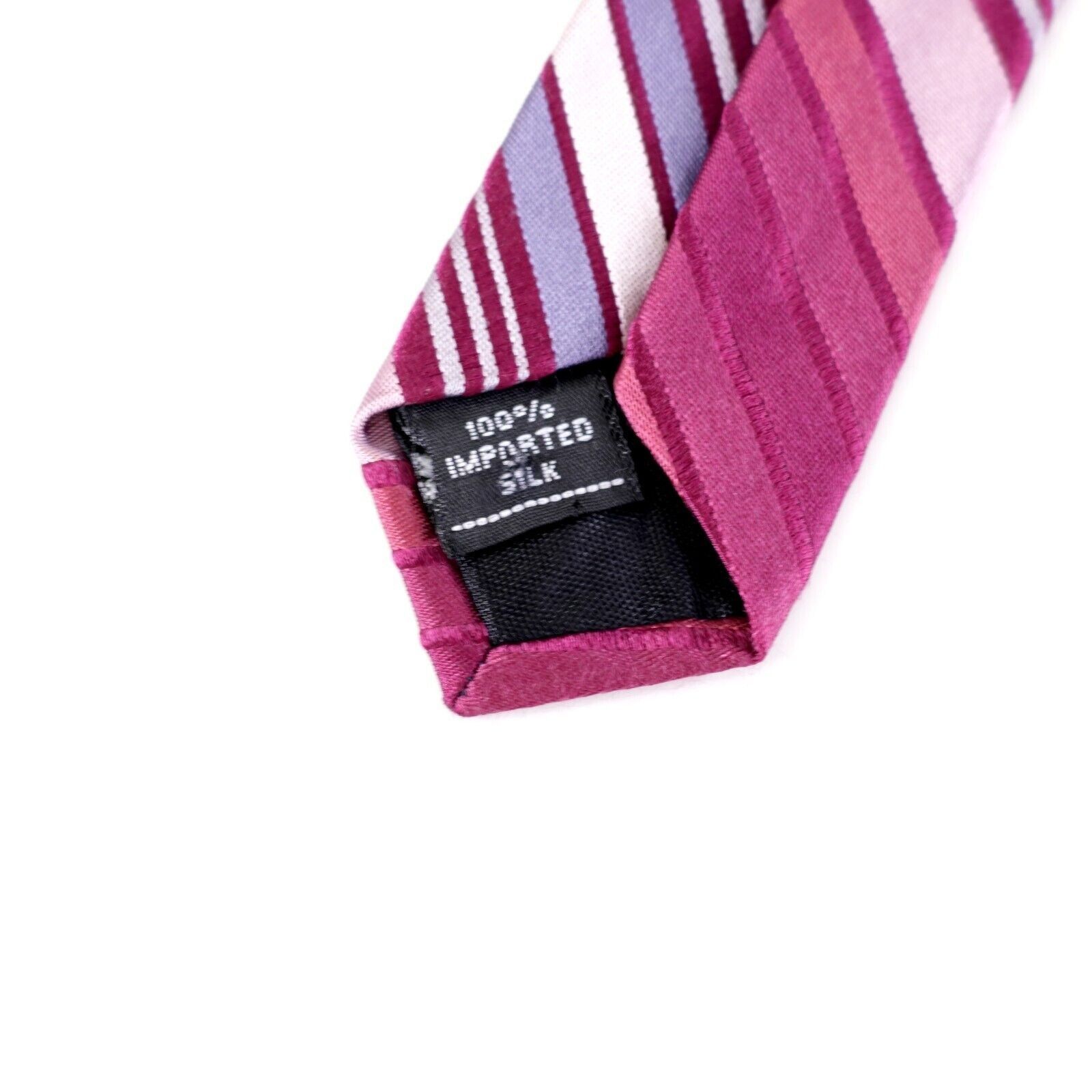 Perry Ellis Perry Ellis Portfolio Pink Magenta Woven Striped Silk Tie Size ONE SIZE - 4 Thumbnail