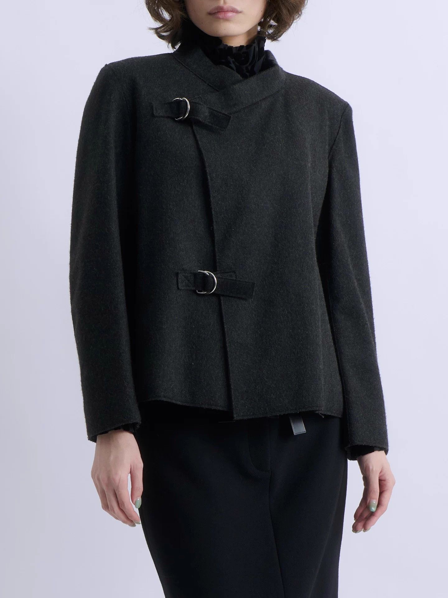 Jil Sander JIL SANDER 2000s German asymmetric wool short jacket Size XS / US 0-2 / IT 36-38 - 1 Thumbnail