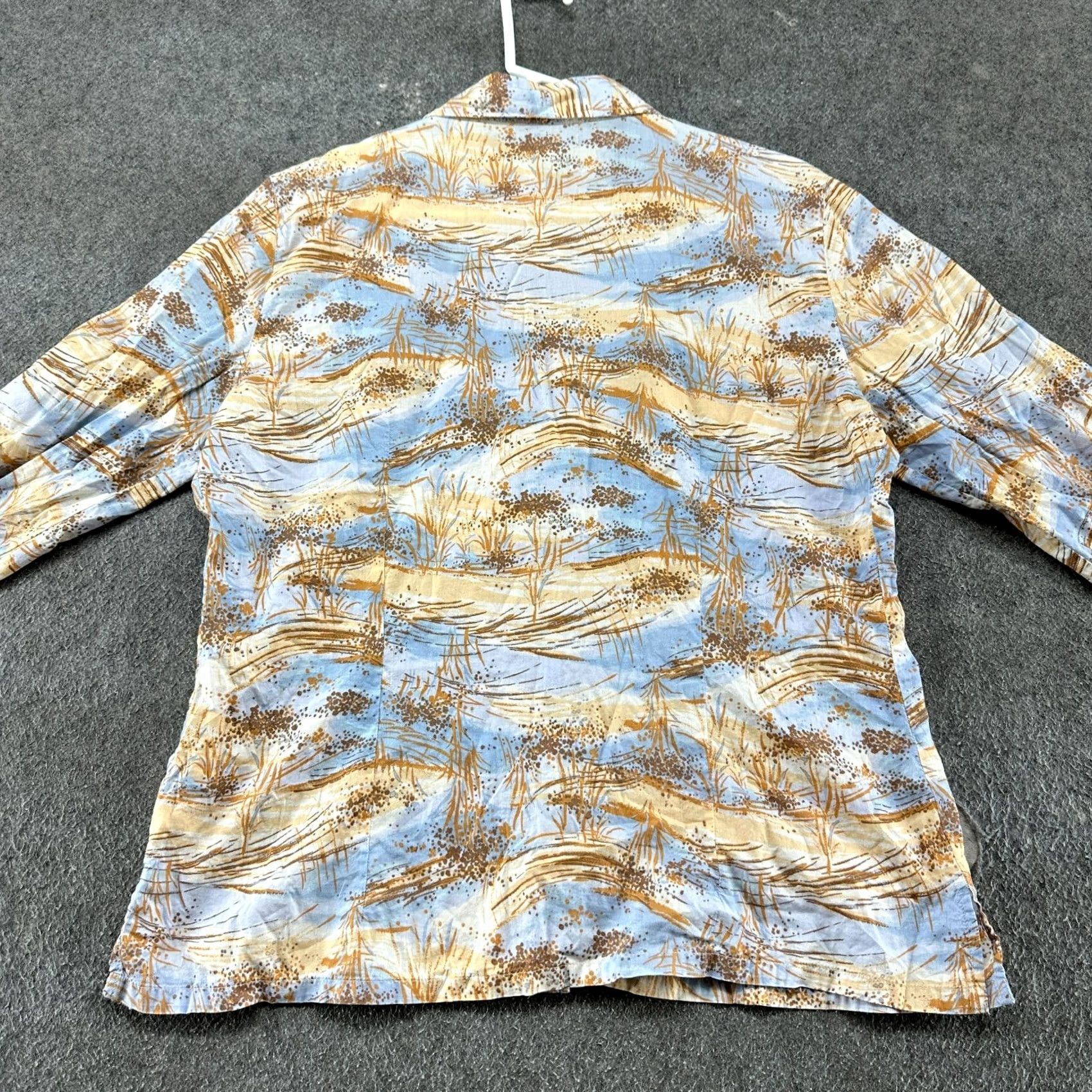 Gap VINTAGE Gap Shirt Womens XL Beige Blue Denim Button Up Long Sleeve Hawaiian Camp Size XL / US 12-14 / IT 48-50 - 6 Thumbnail