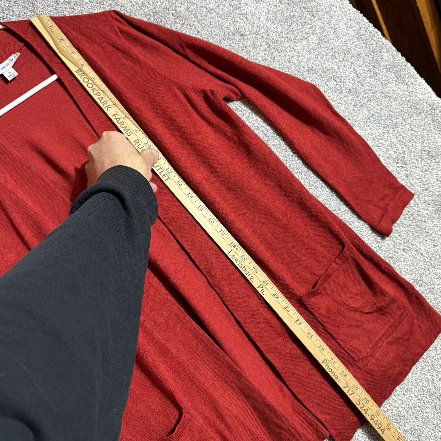 Vintage Susan Graver Cardigan Sweater Womens Medium Office Open Front Lagenlook Coastal Red Lightweight Knit Pocket Pockets Size M / US 6-8 / IT 42-44 - 5 Thumbnail