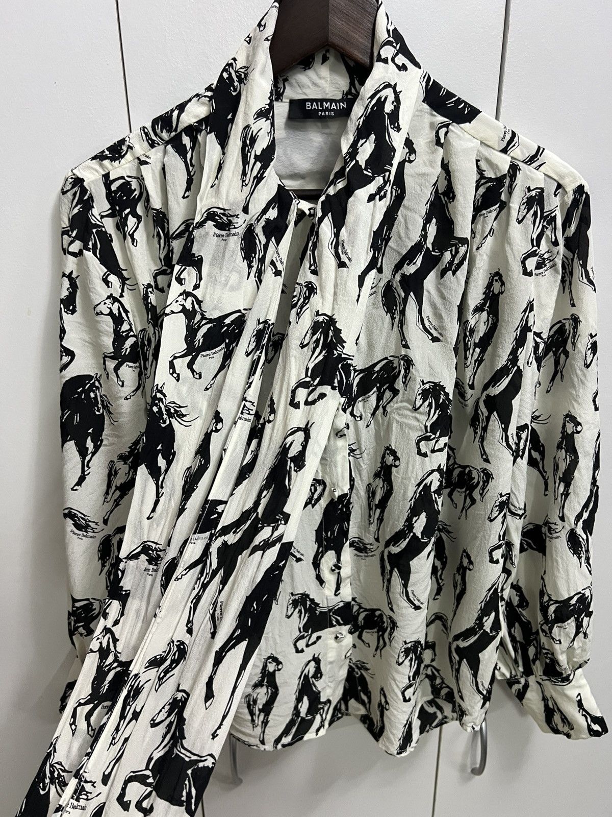 Balmain Balmain Printed Silk Shirt Tie Neck Size S / US 4 / IT 40 - 3 Thumbnail