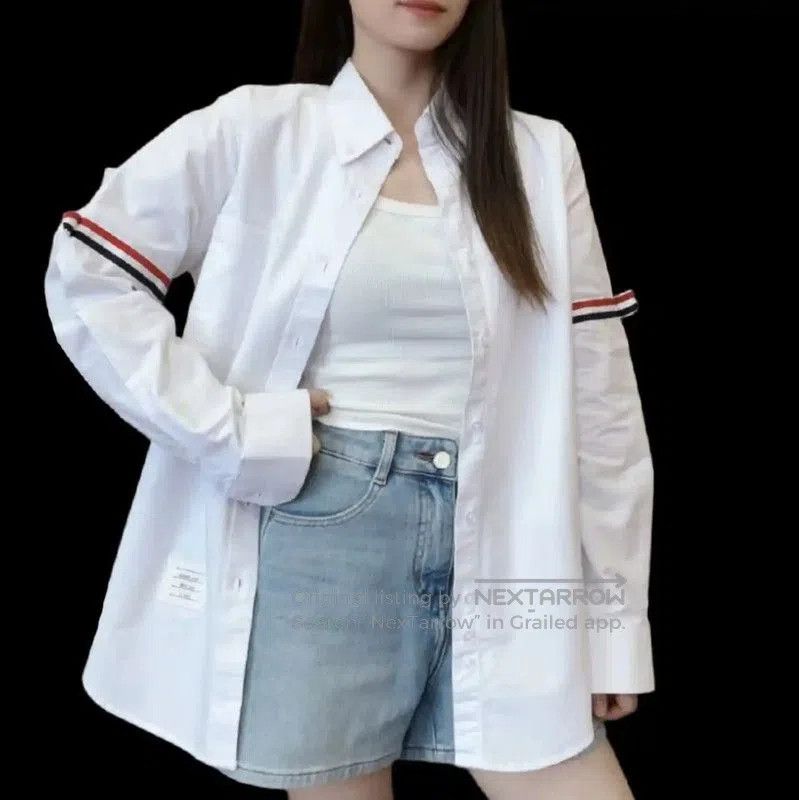 Thom Browne Thom Browne White Cotton Long Sleeve Shirt . Size S / US 4 / IT 40 - 1 Thumbnail