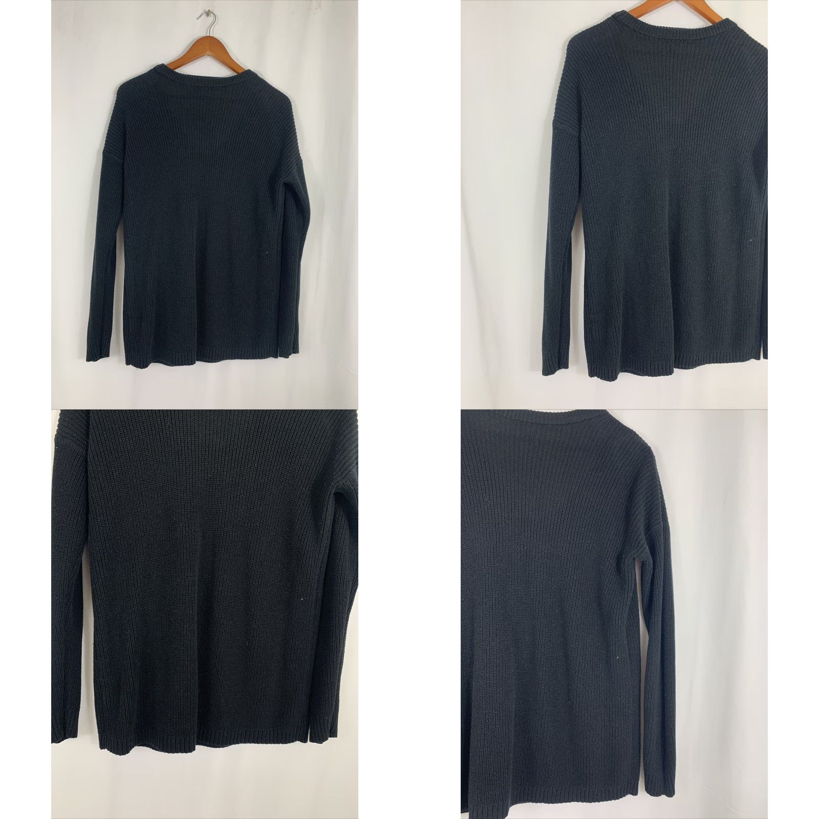 Vince Camuto Vince Camuto Womens Small Cotton Black Tight-Knit Cutout V-Neck Sweater Size S / US 4 / IT 40 - 8 Thumbnail