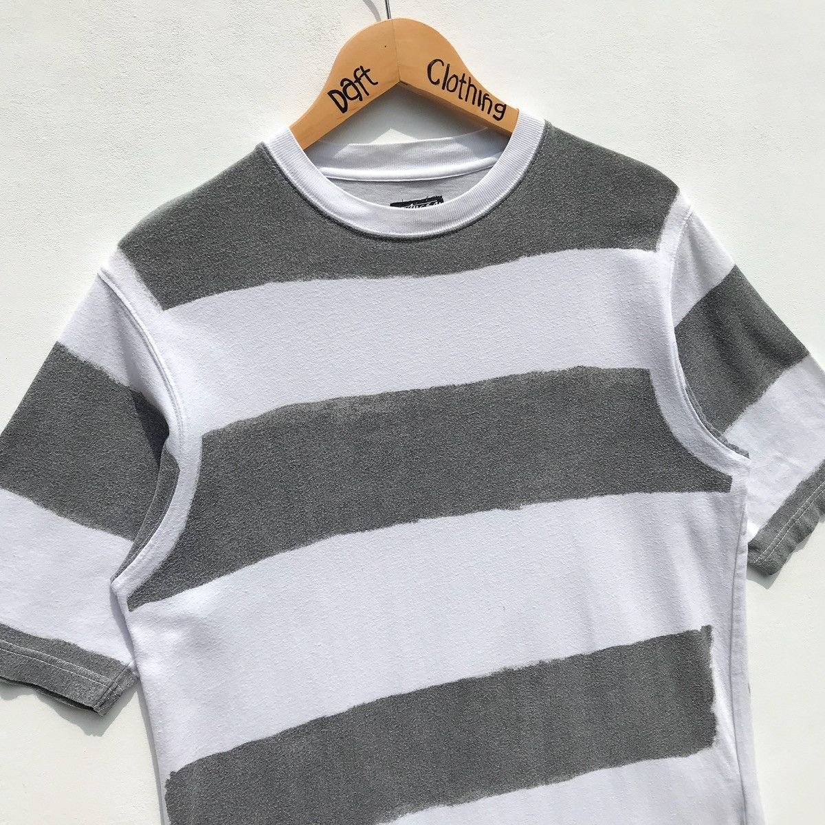 Stussy × Vintage 💥Distressed💥Stussy Stripe Work Wear Shirt Stussy Skatebords Size US S / EU 44-46 / 1 - 5 Thumbnail