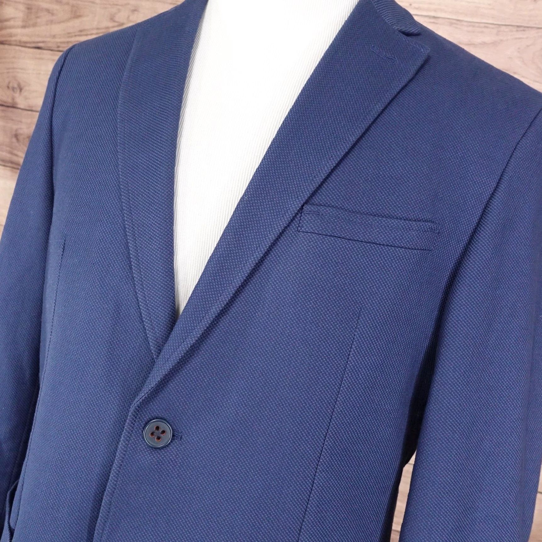 Ben Sherman Ben Sherman Sport Coat Mens 40R Navy Cotton Stretch Two-Button Blazer Size 40R - 2 Thumbnail