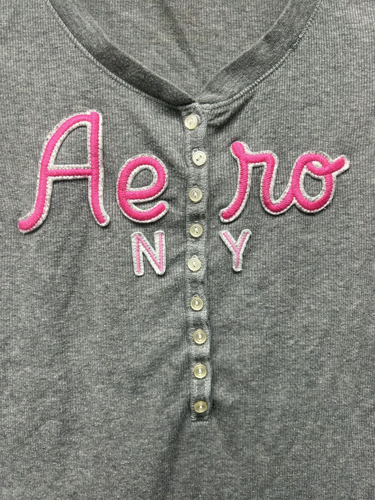 Aeropostale Aeropostale NY Embroidered Grey Button Shirt Size L / US 10 / IT 46 - 2 Thumbnail