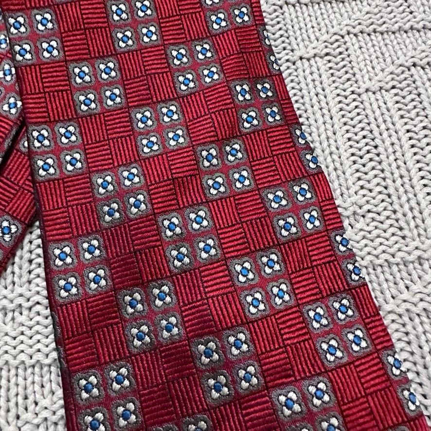 Paul Fredrick Paul Fredrick red geometric square Italian silk luxury tie Size ONE SIZE - 2 Thumbnail