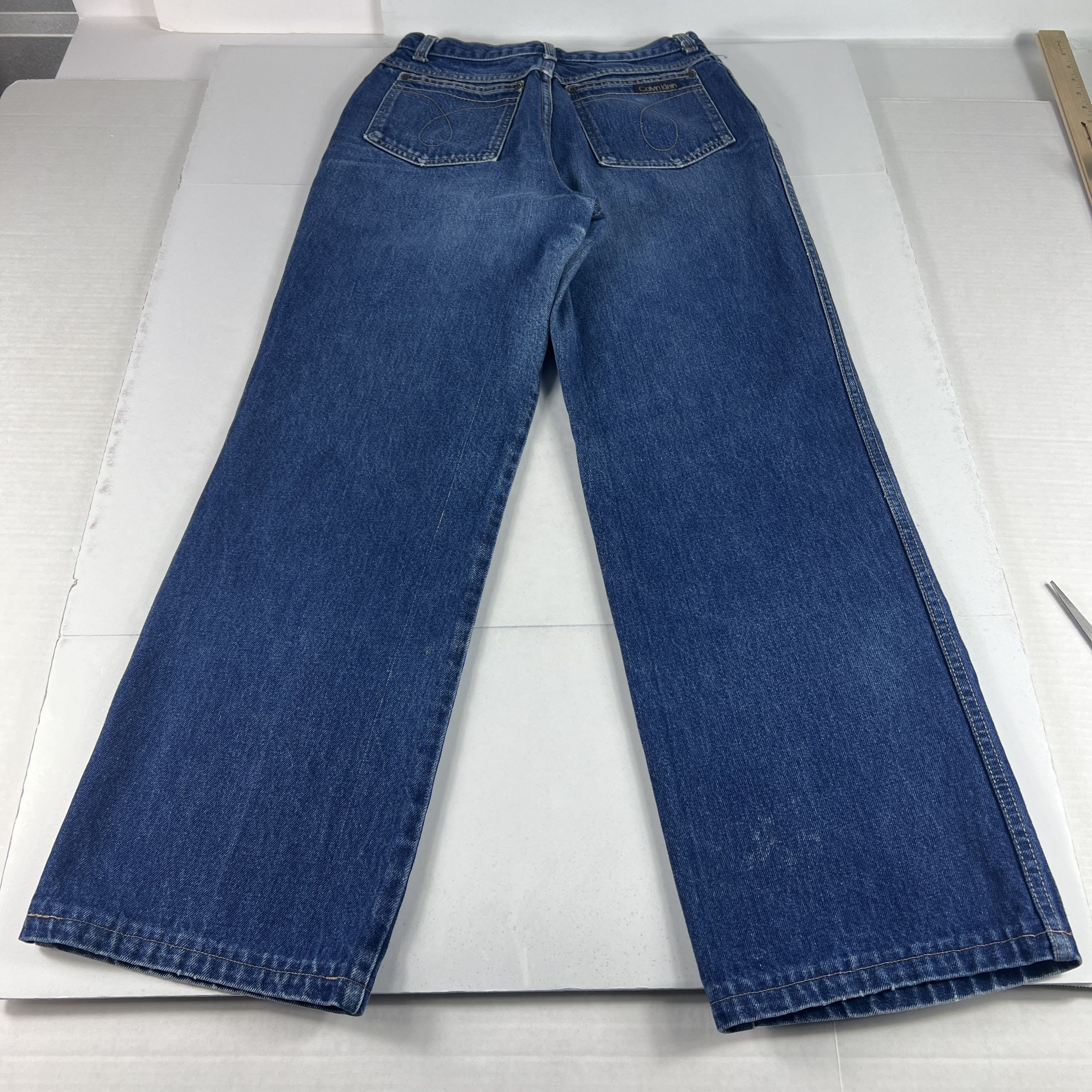 Calvin Klein VTG 80s Calvin Klein Jeans High Rise Straight Blue Denim Size 28" / US 6 / IT 42 - 14 Thumbnail
