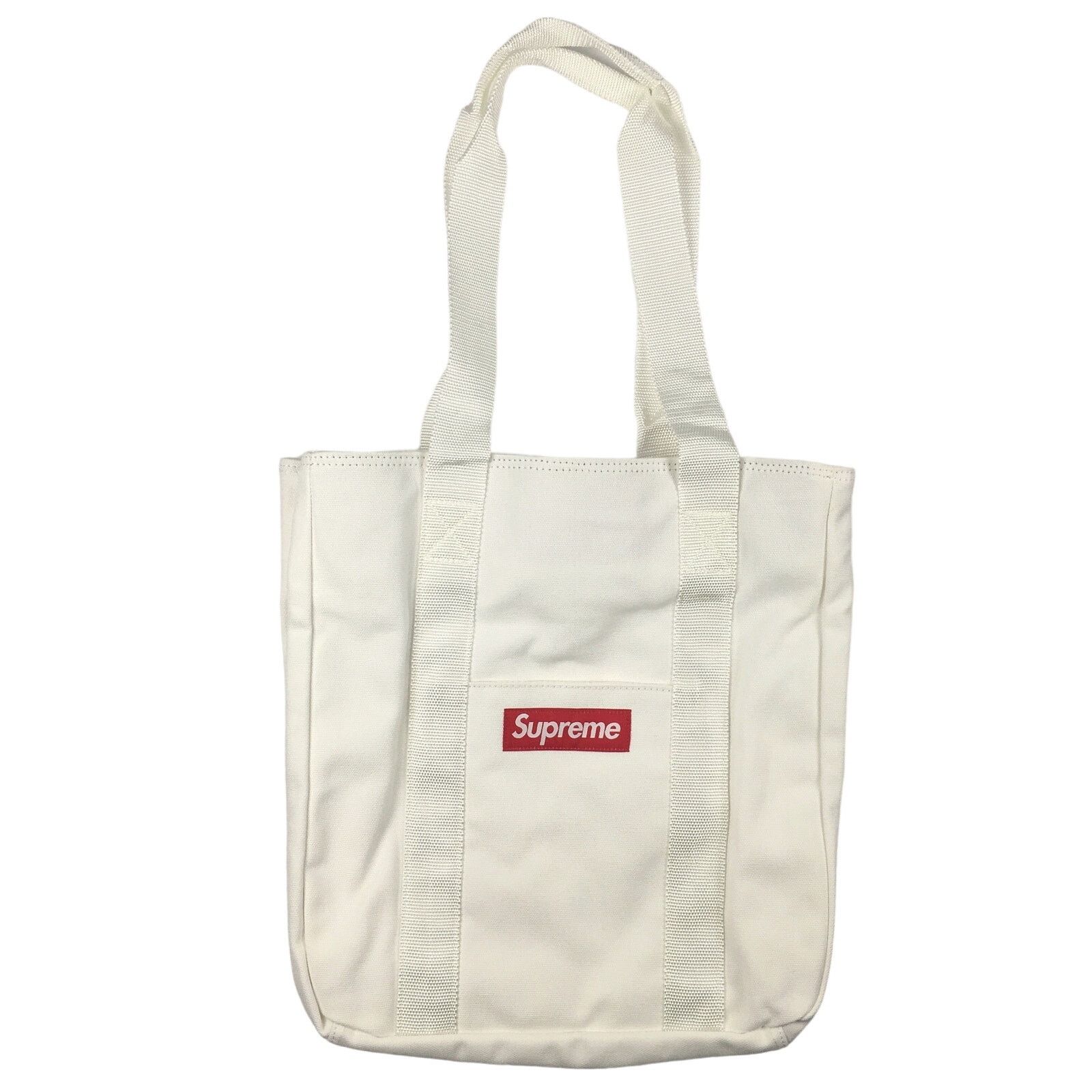 Fall Winter 2020 Supreme Canvas Tote Bag White Red Box Logo, Men's