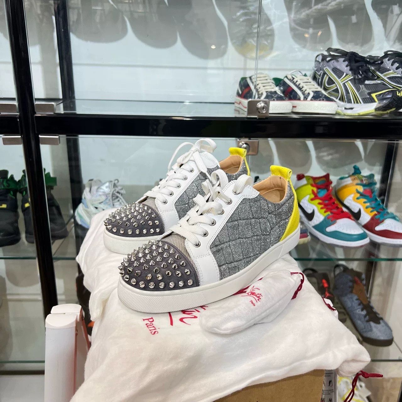 Christian Louboutin Christian Louboutin Croc-Embossed Silver Shoes Size US 9 / EU 42 - 1 Thumbnail