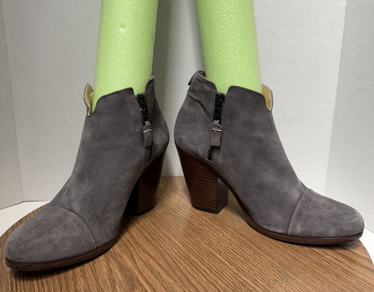 Rag & Bone Rag & Bone Charcoal Grey Waxed Suede Margot Ankle Bootie Size US 8 / IT 38 - 6 Thumbnail