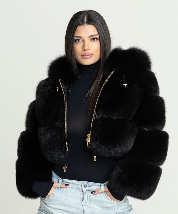 Other Women’s Hooded Fox Fur Jacket Size L / US 10 / IT 46 - 1 Thumbnail